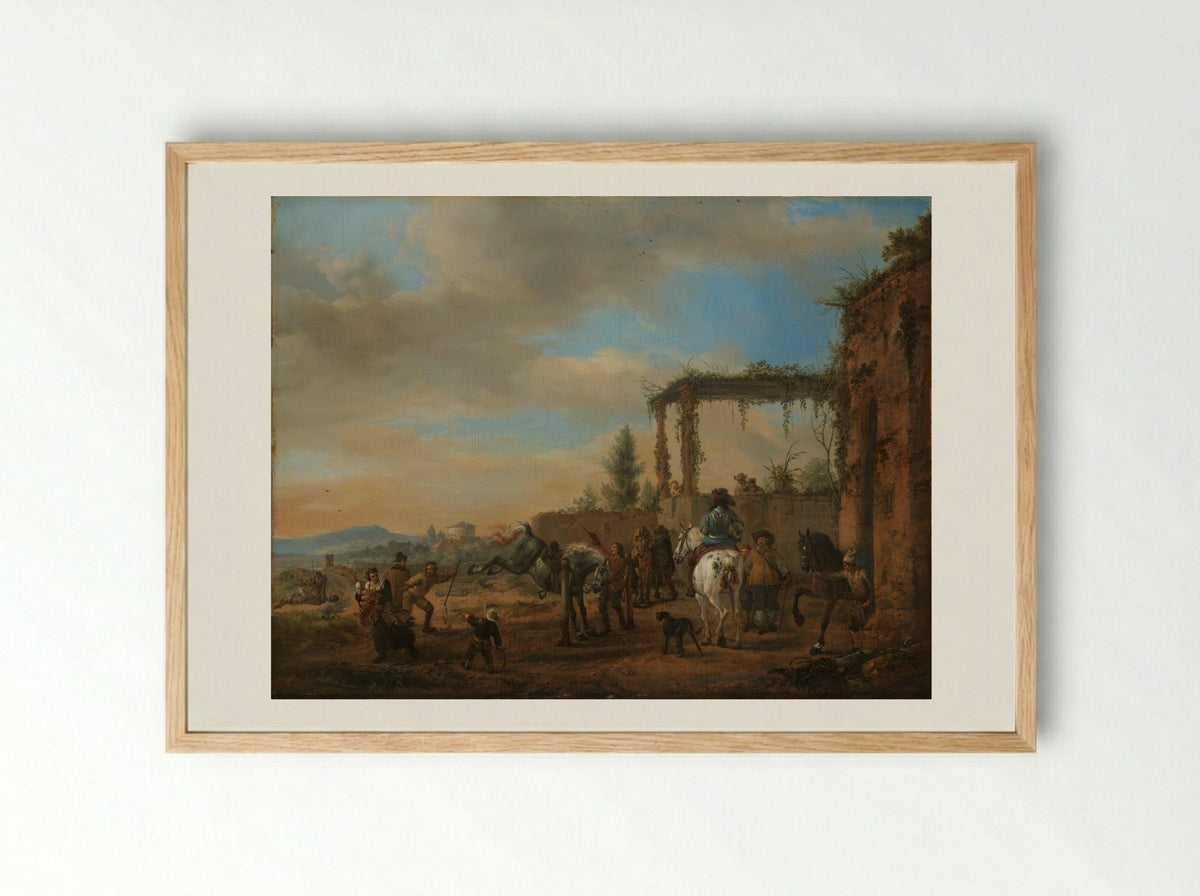 The Riding School - Philips Wouwerman - Framed Print Wood