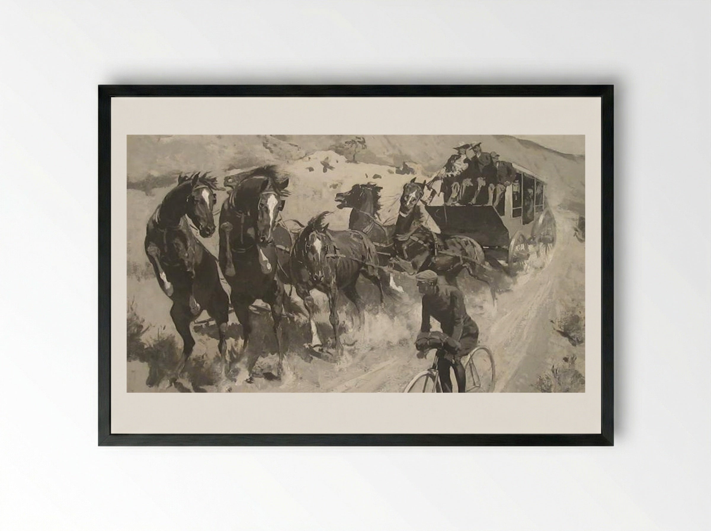 The Right of the Road - Frederic Remington - Framed Print Black