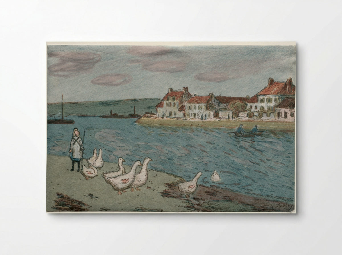 The River Bank or Geese - Alfred Sisley - Poster