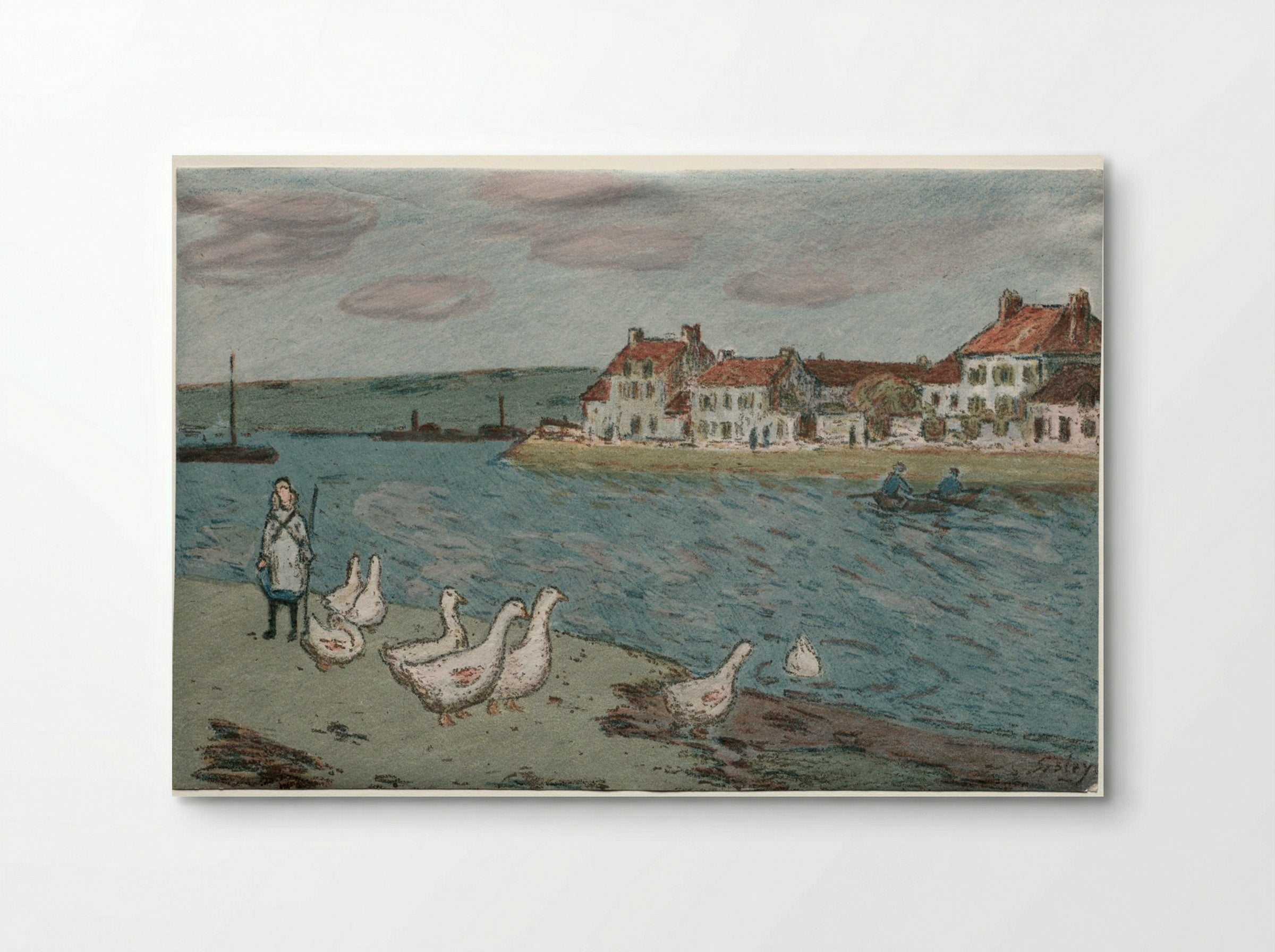 The River Bank or Geese - Alfred Sisley - Poster