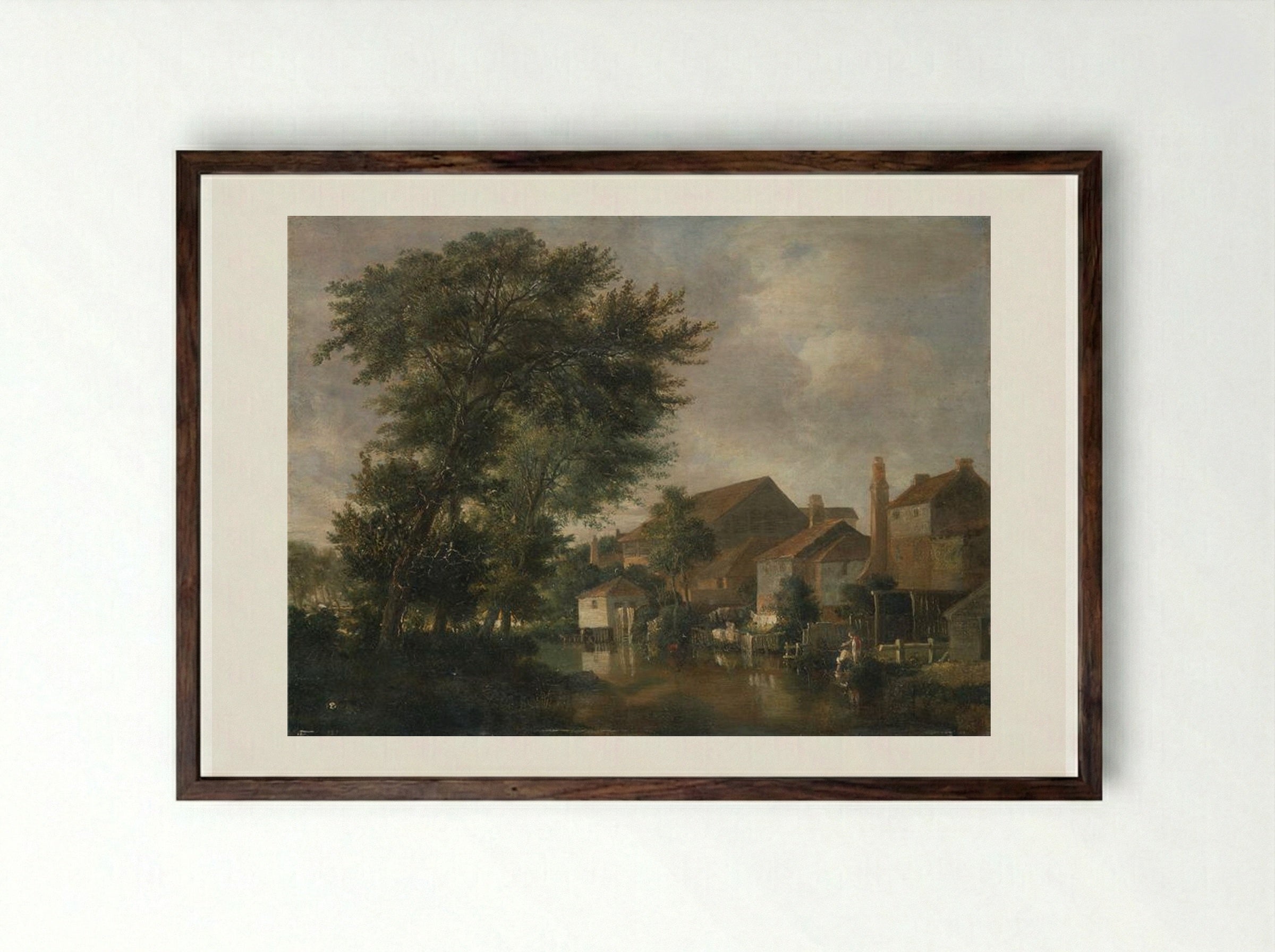 The River Wensum, Norwich - John Crome - Framed Print Dark Wood