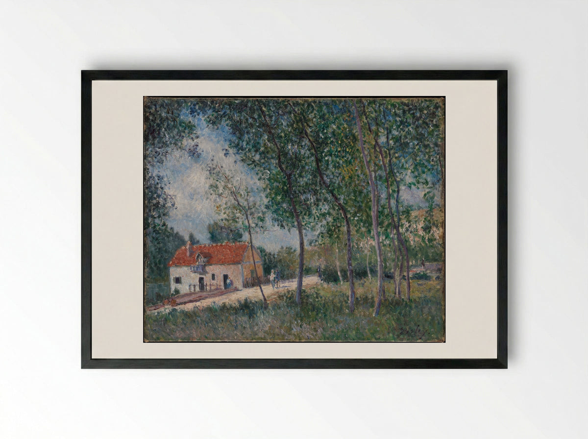 The Road from Moret to Saint-Mammès - Alfred Sisley - Framed Print Black