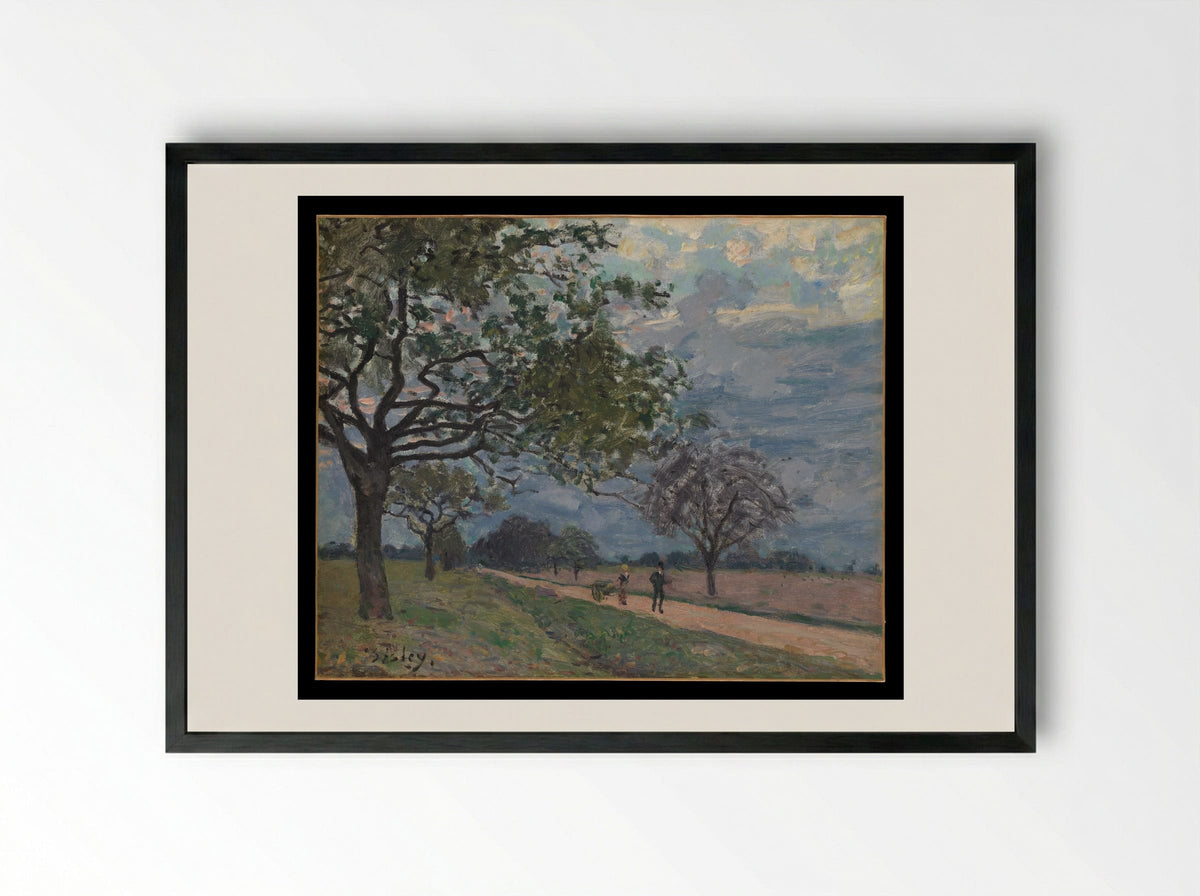 The Road from Versailles to Louveciennes - Alfred Sisley - Framed Print Black