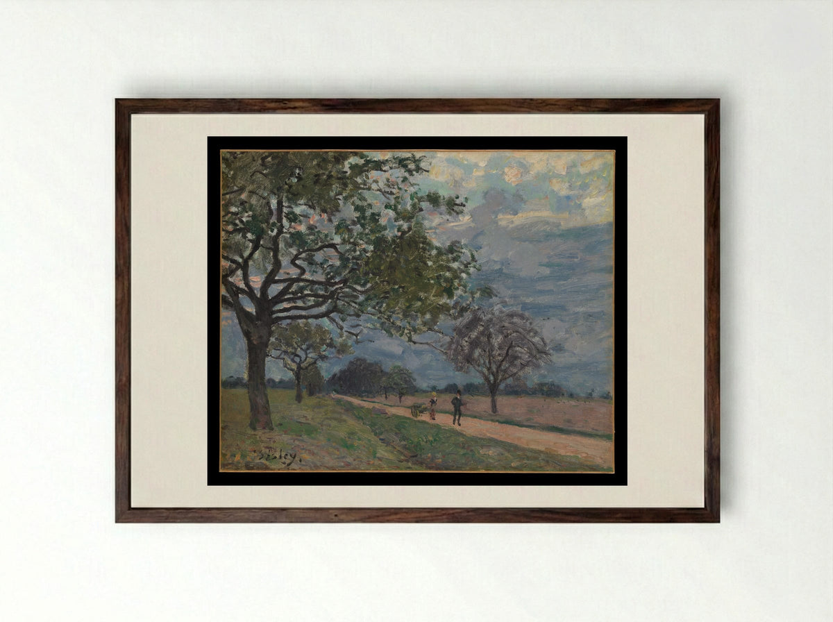 The Road from Versailles to Louveciennes - Alfred Sisley - Framed Print Dark Wood