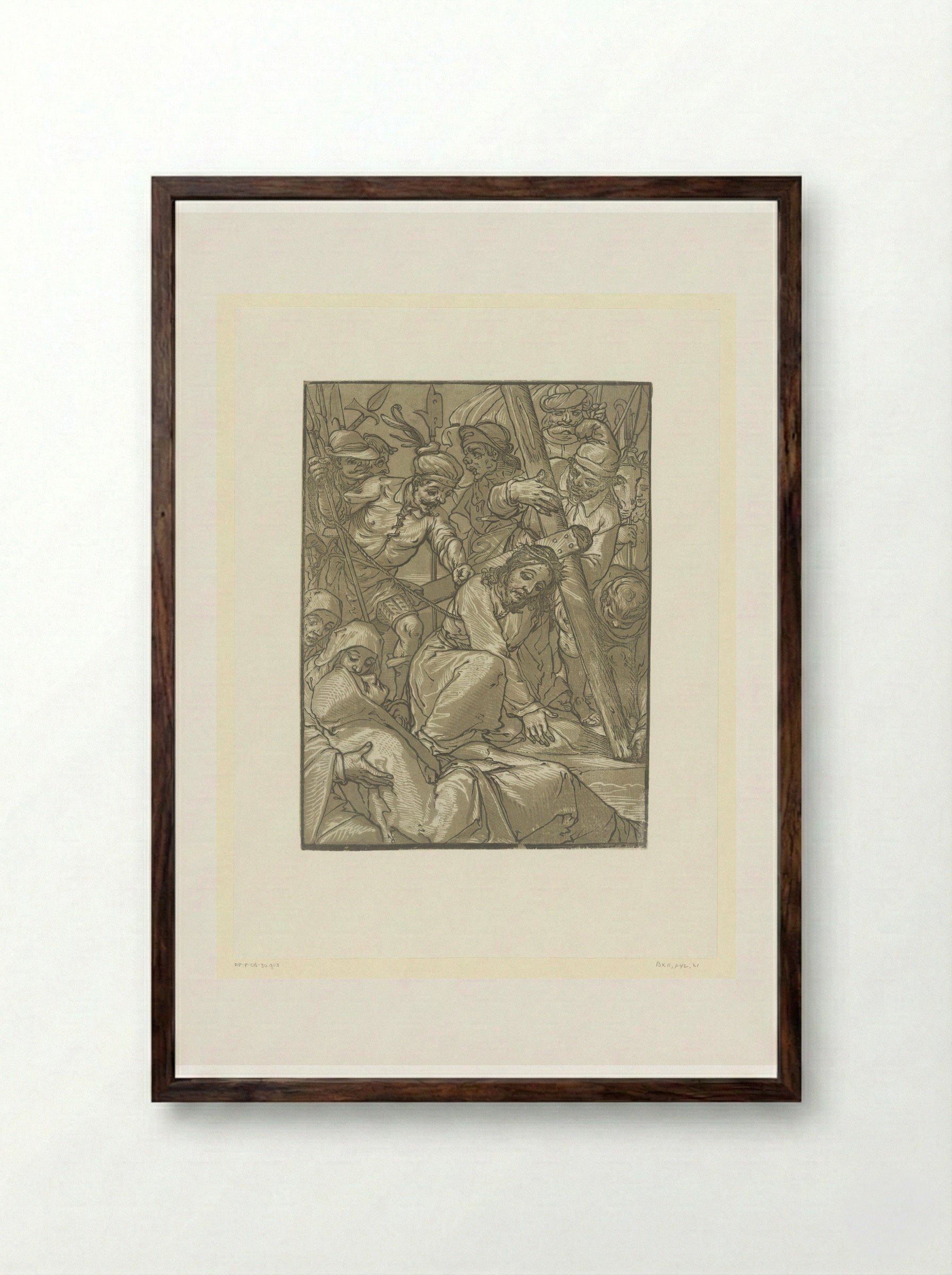 The Road to Calvary - Andrea Andreani - Framed Print Dark Wood