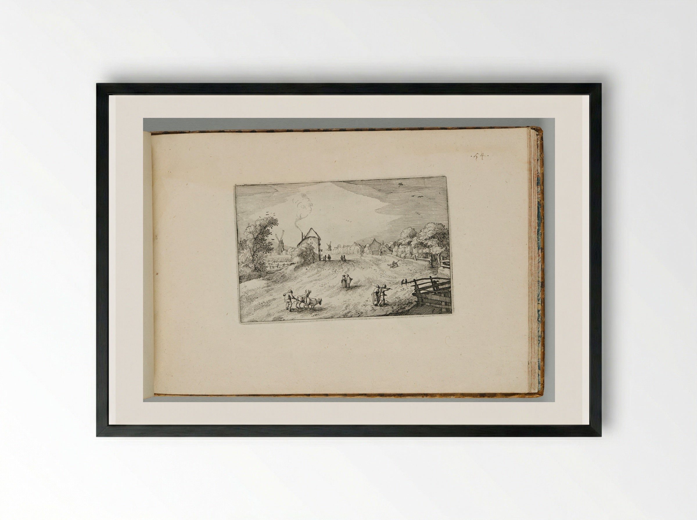 The Road towards Leiden - Claes Jansz. Visscher - Framed Print Black