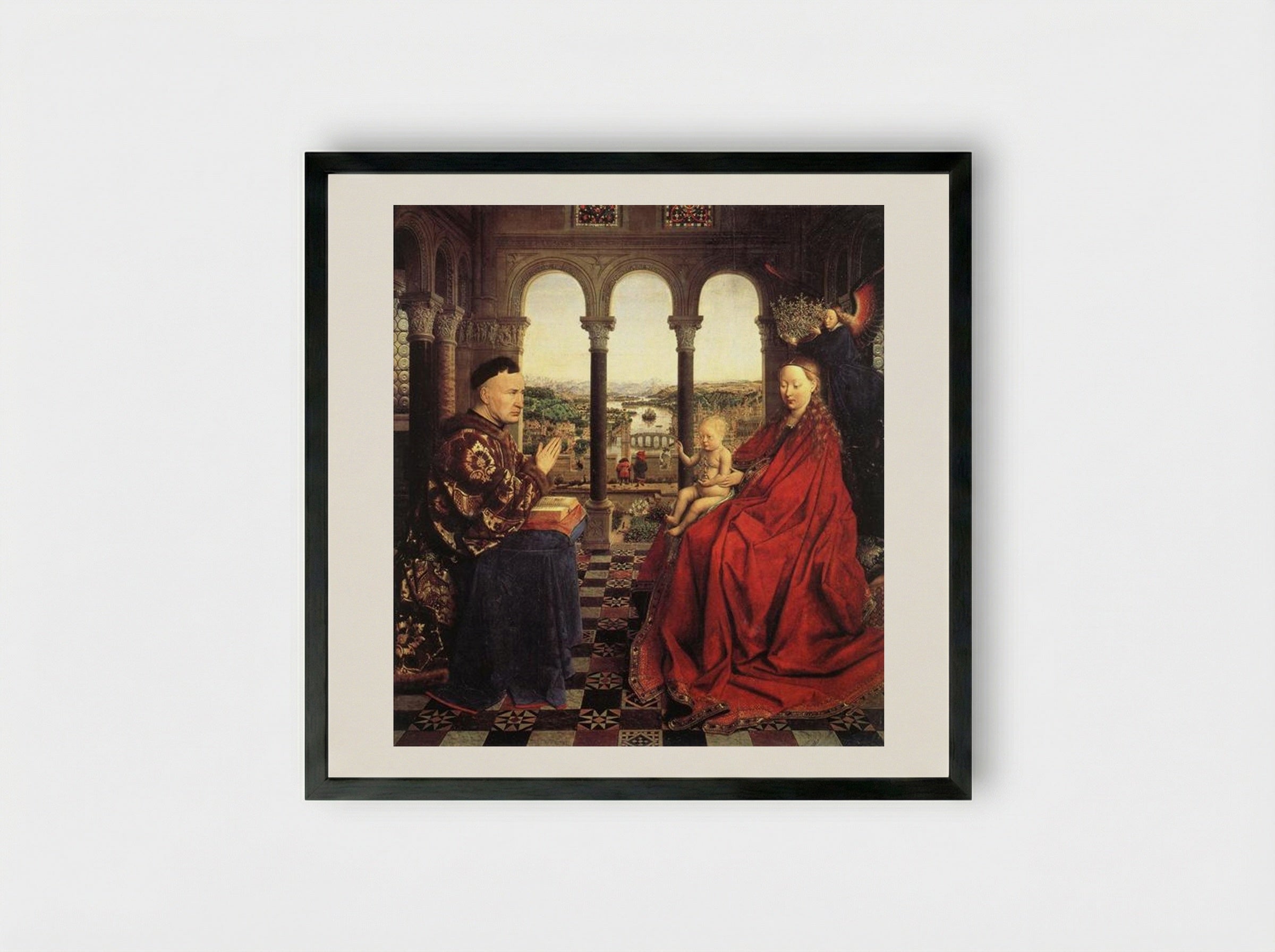 The Rolin Madonna - Jan van Eyck - Framed Print Black