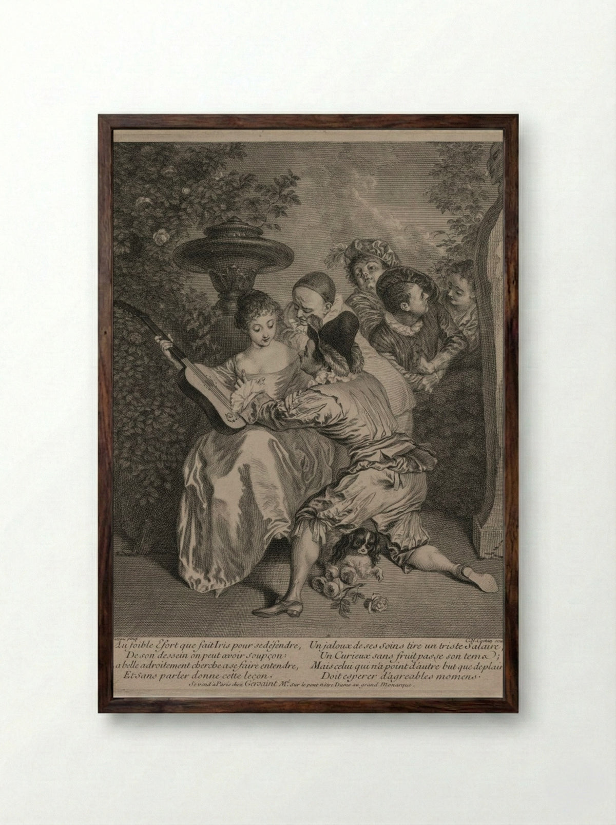 The Romancer - Charles-Nicolas Cochin - Framed Print Dark Wood