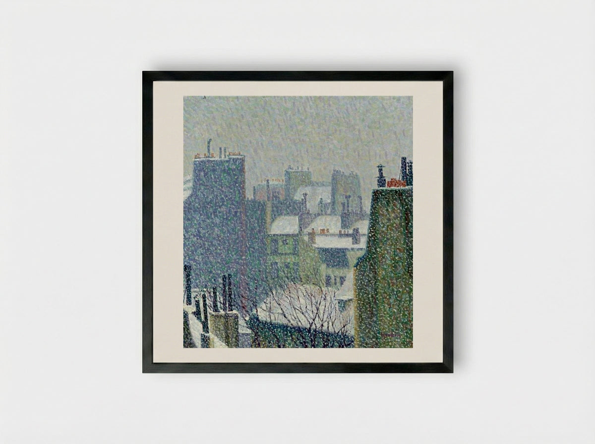 The Roofs of Paris in the Snow - Auguste Herbin - Framed Print Black