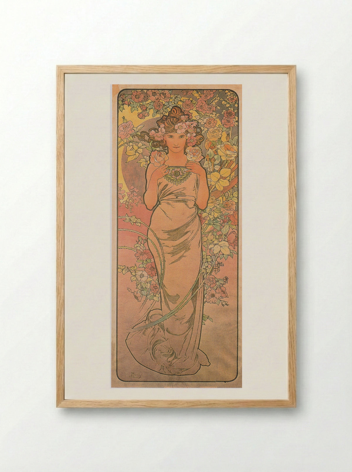 The Rose - Alphonse Mucha - Framed Print Wood