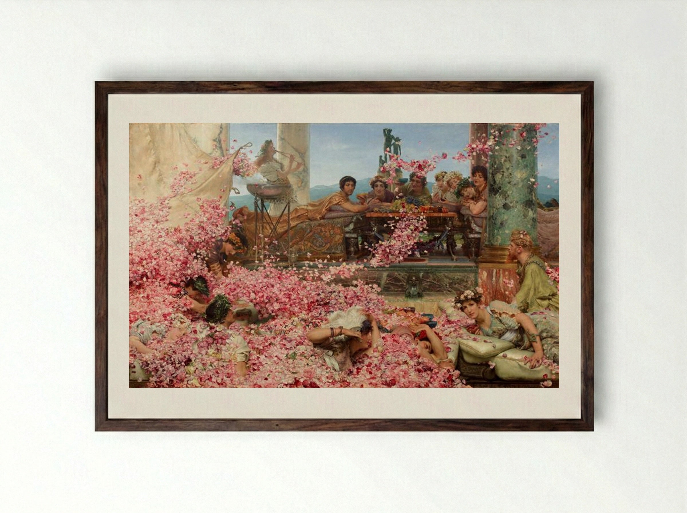 The Roses of Heliogabalus - Sir Lawrence Alma-Tadema - Framed Print Dark Wood