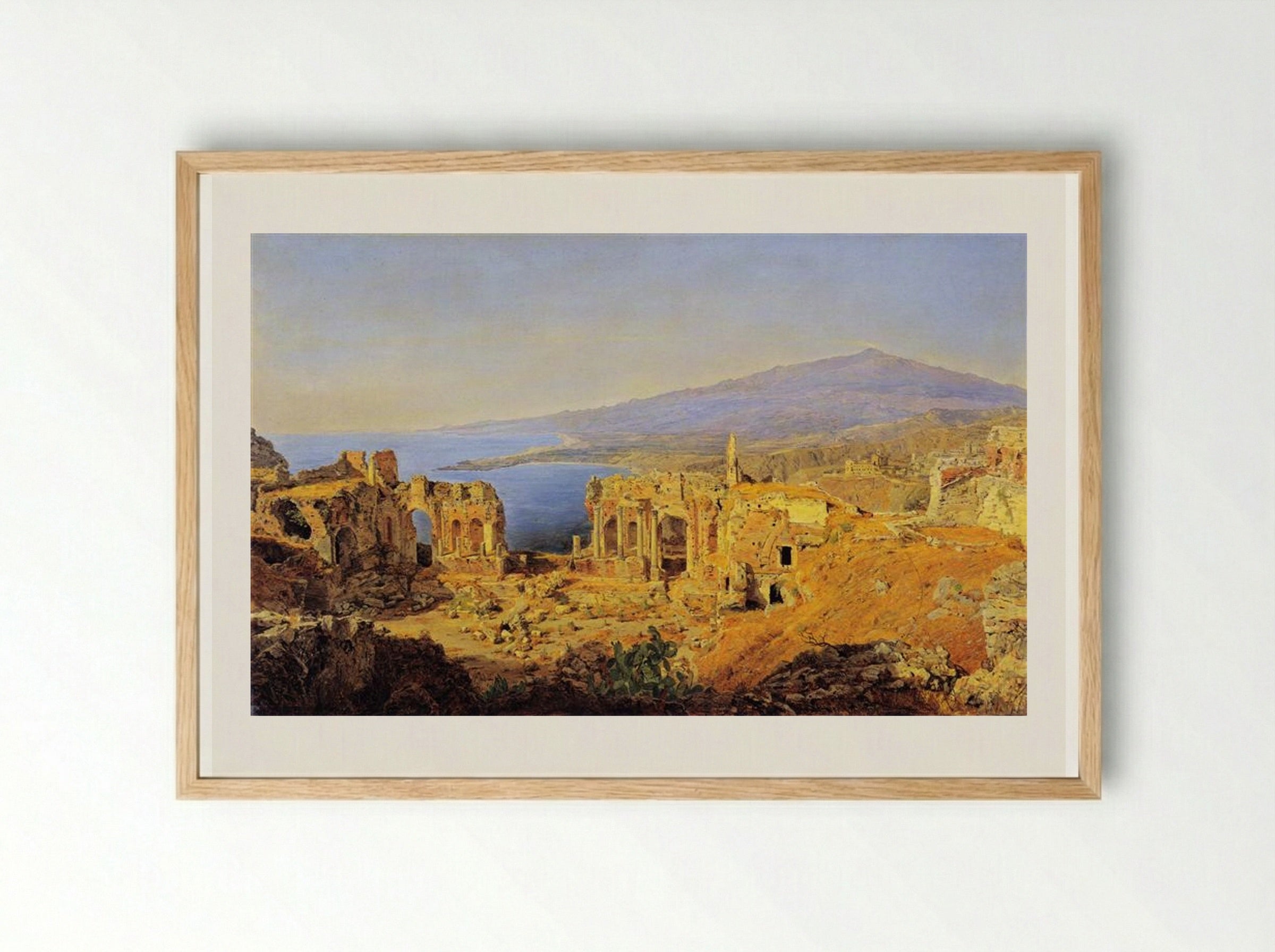 The Ruin of the Greek Theatre in Taormina - Ferdinand Georg Waldmüller - Framed Print Wood