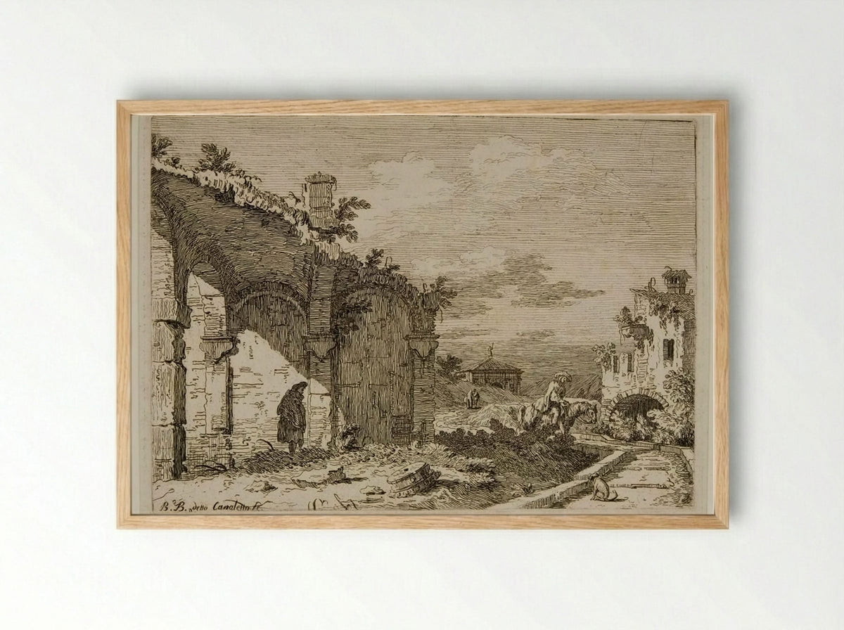 The Ruins of an Aqueduct - Bernardo Bellotto - Framed Print Wood