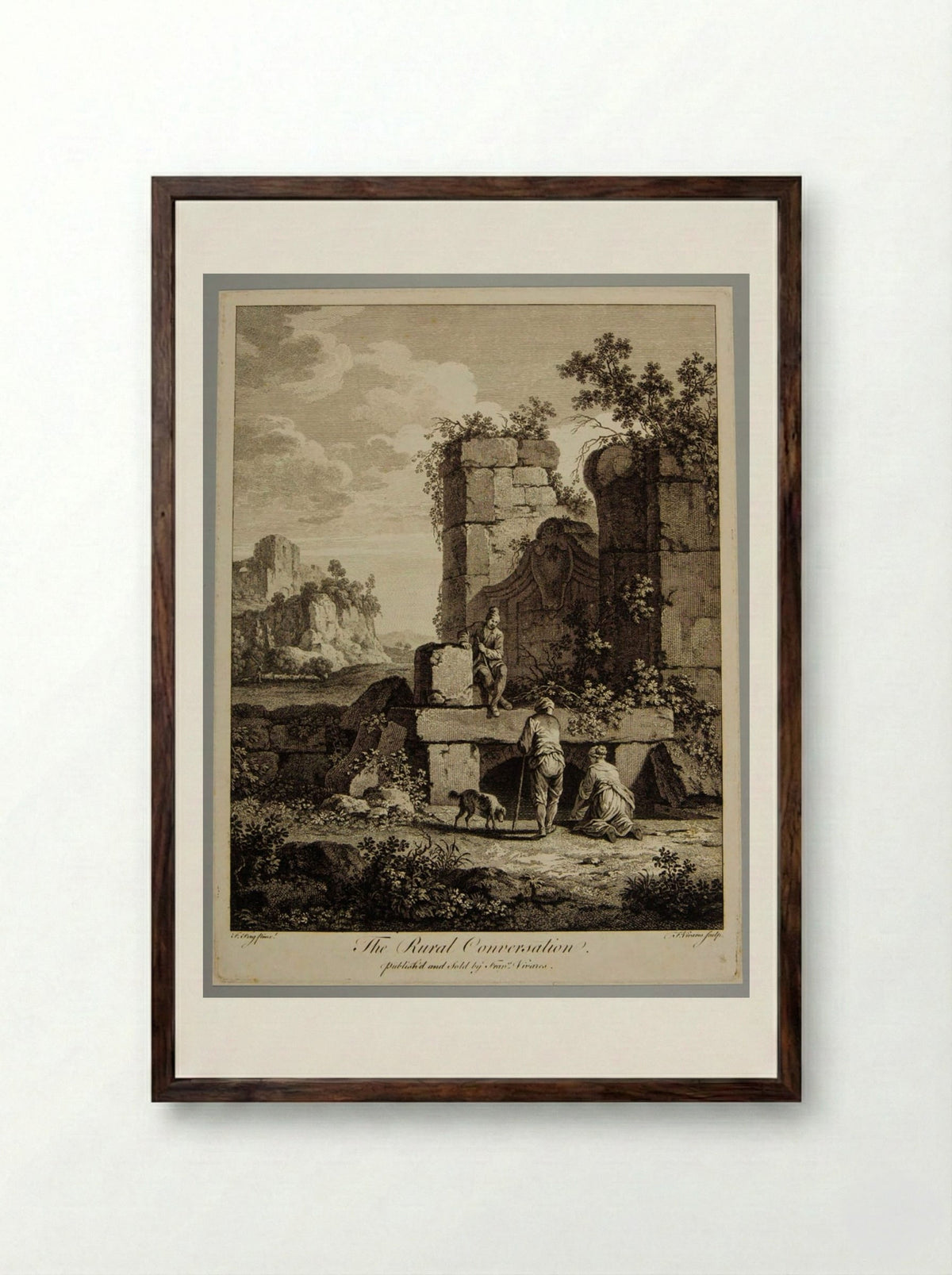 The Rural Conversation - François Vivares - Framed Print Dark Wood