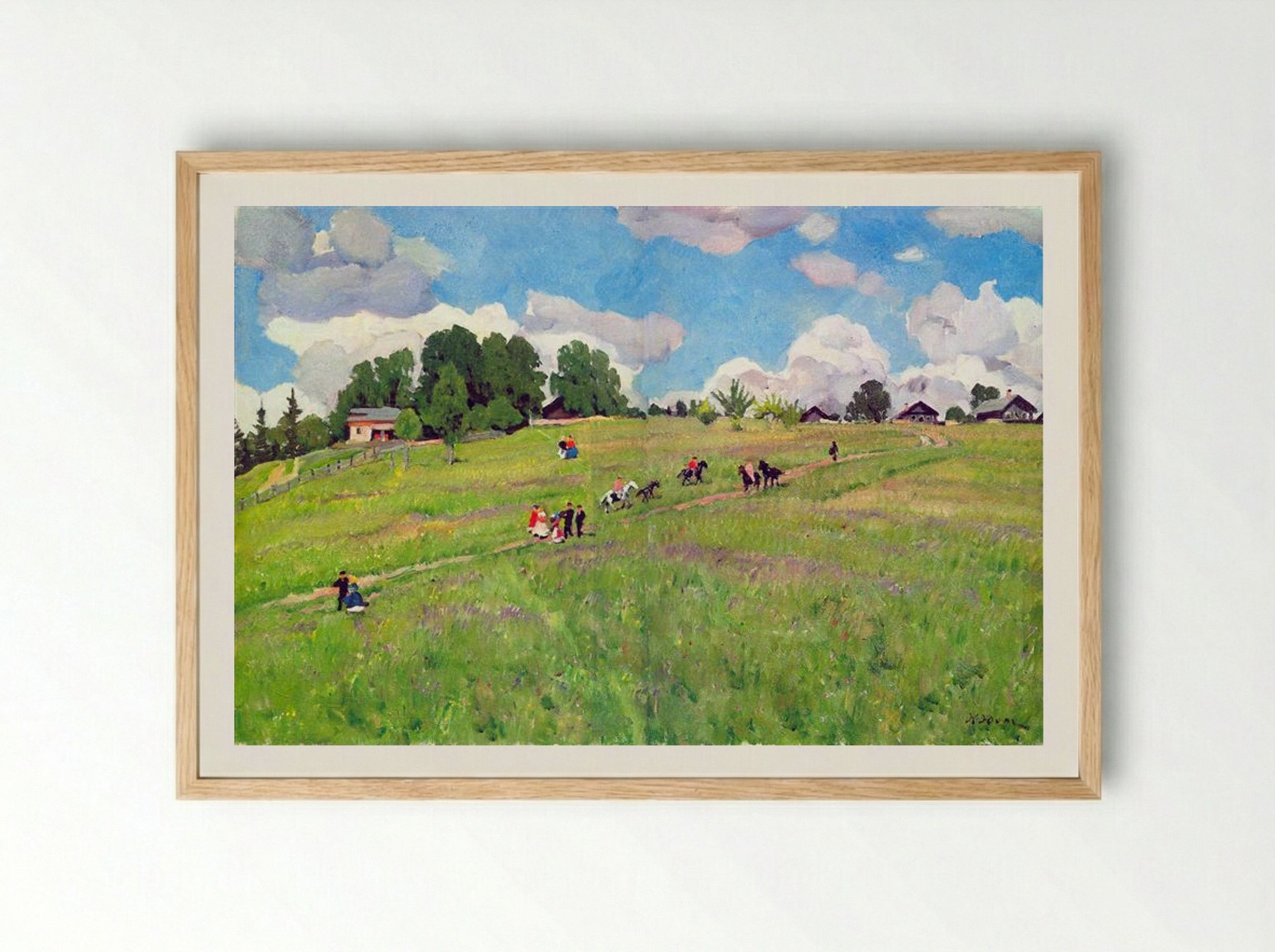 The Rural Holiday. On The Hill. Ligachovo - Konstantin Yuon - Framed Print Wood