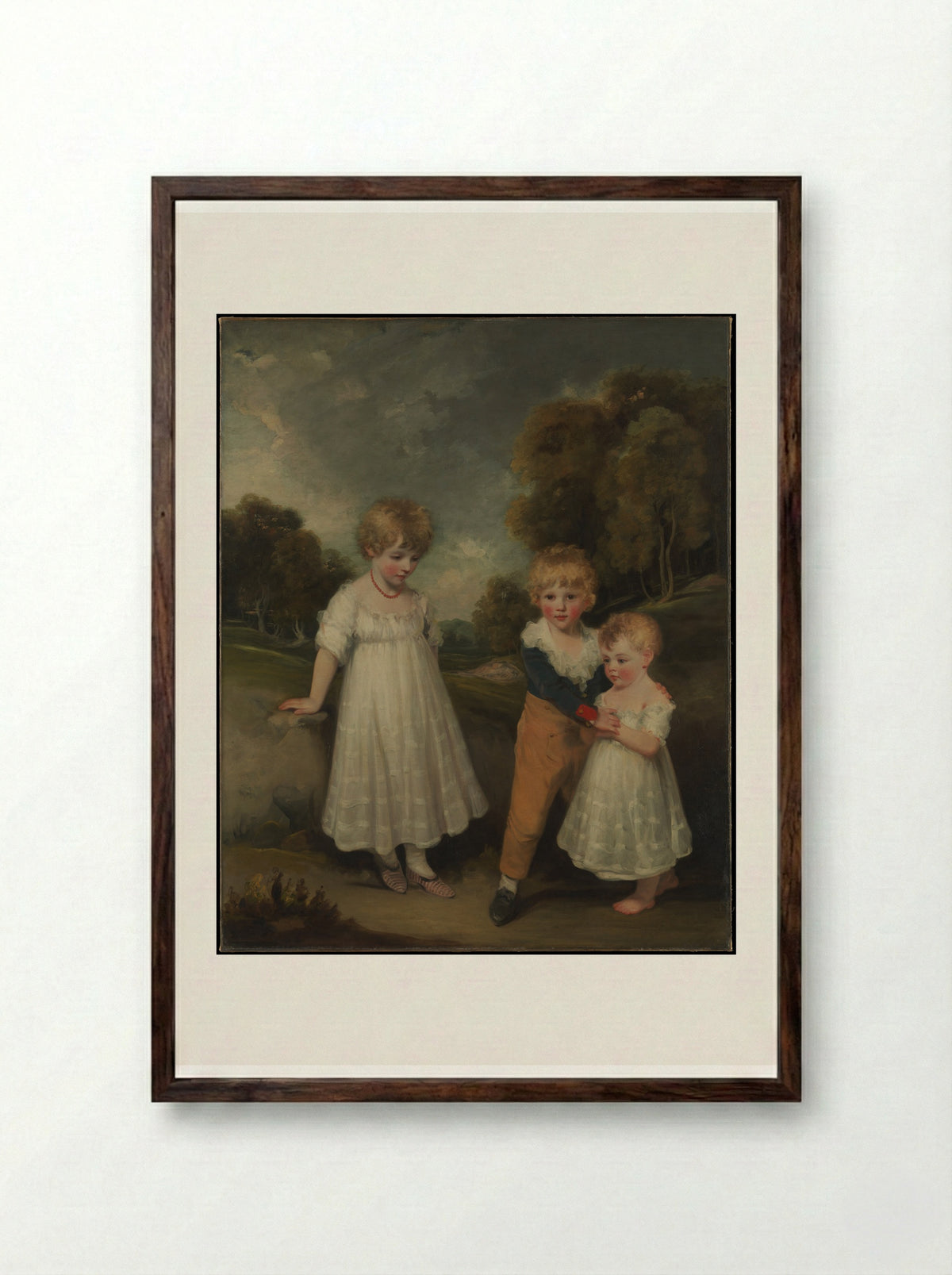 The Sackville Children - John Hoppner - Framed Print Dark Wood