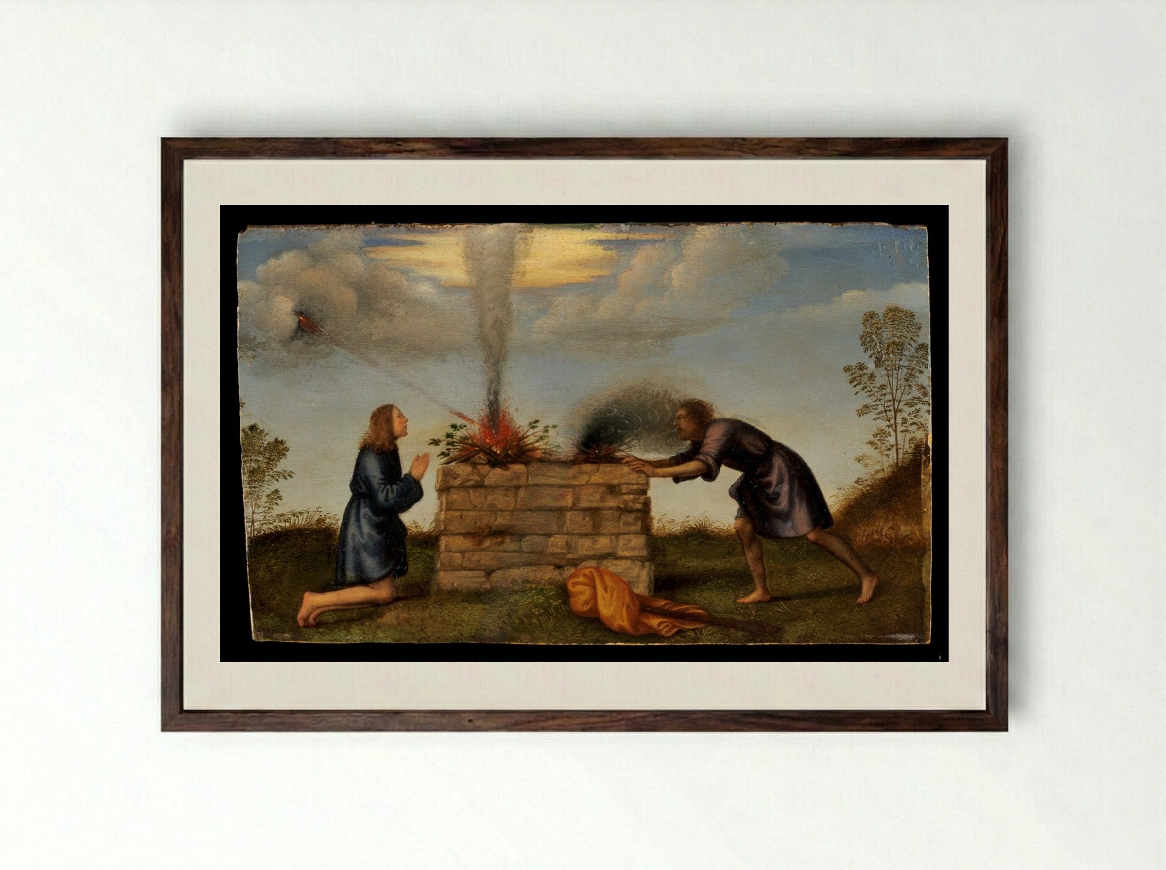 The Sacrifice of Cain and Abel - Mariotto Albertinelli - Framed Print Dark Wood