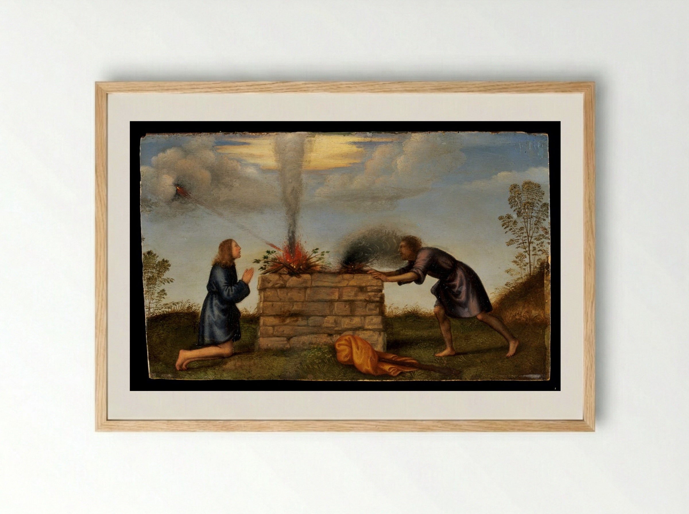 The Sacrifice of Cain and Abel - Mariotto Albertinelli - Framed Print Wood