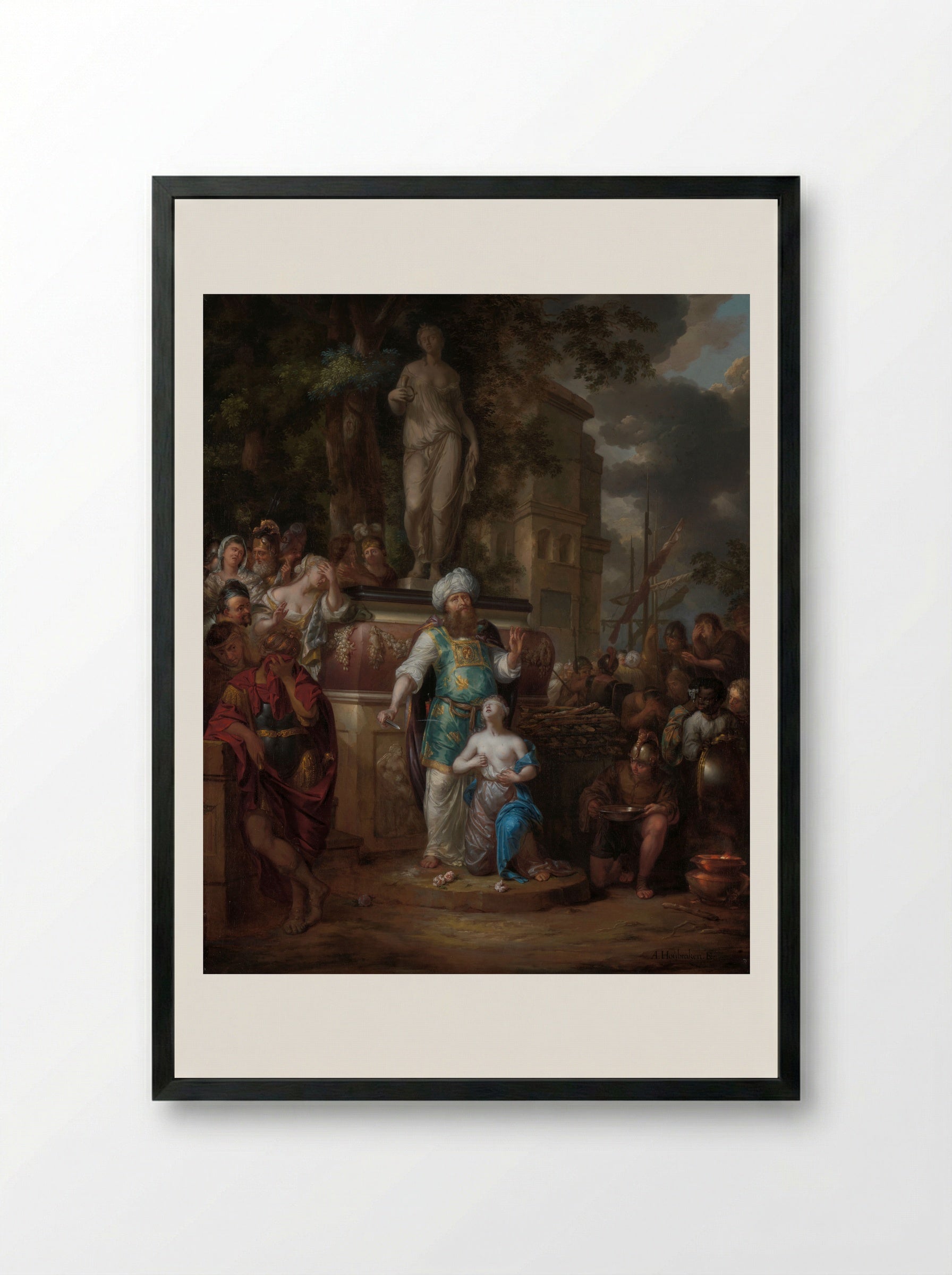 The Sacrifice of Iphigenia - Arnold Houbraken - Framed Print Black
