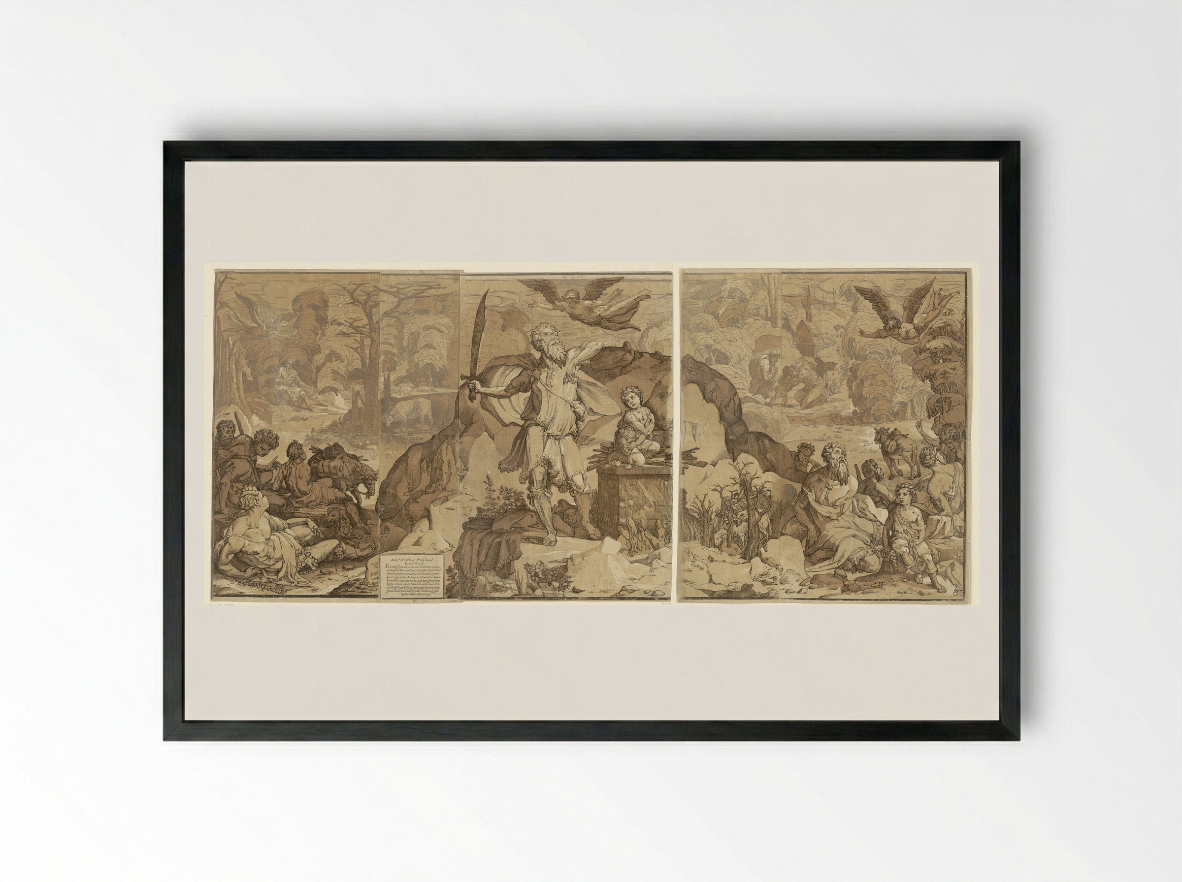 The Sacrifice of Isaac - Andrea Andreani - Framed Print Black