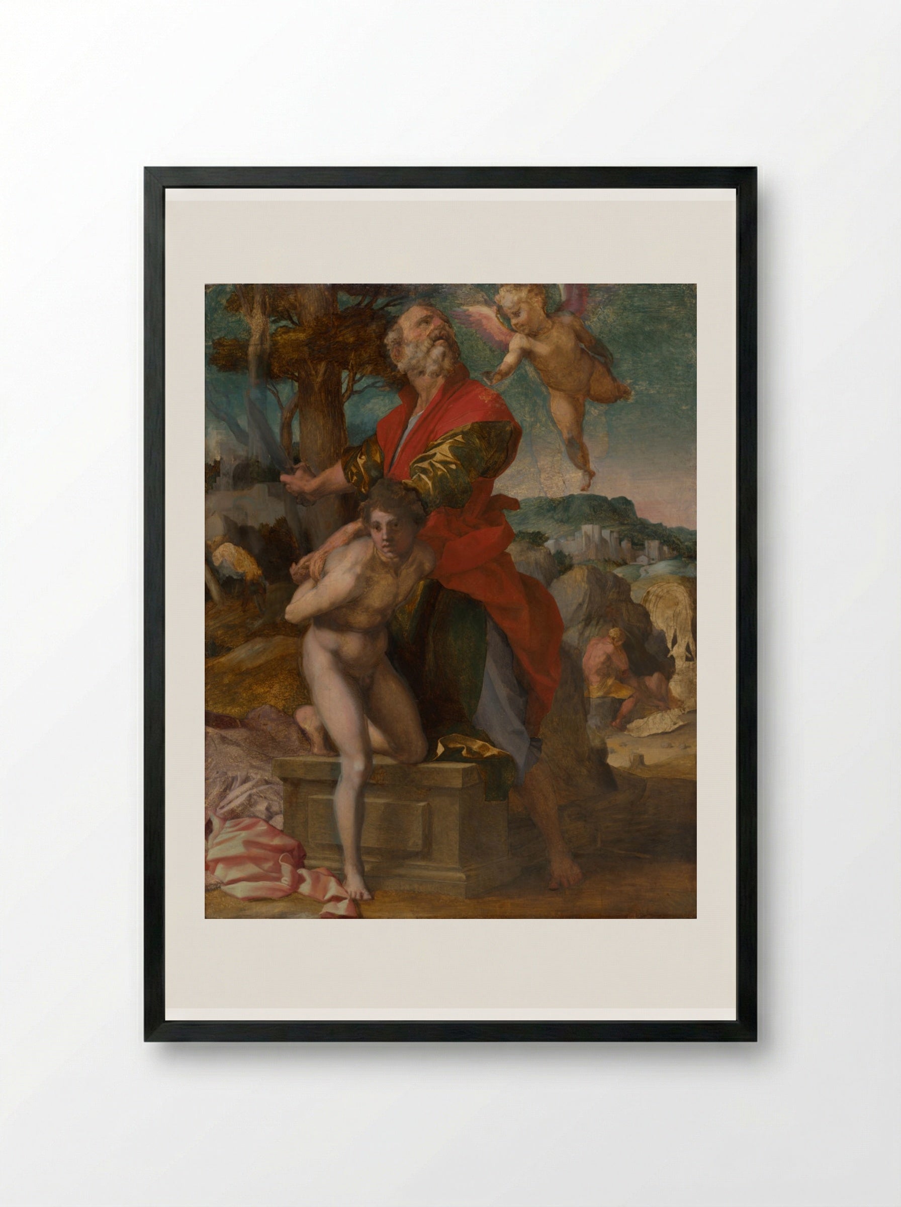 The Sacrifice of Isaac - Andrea del Sarto - Framed Print Black