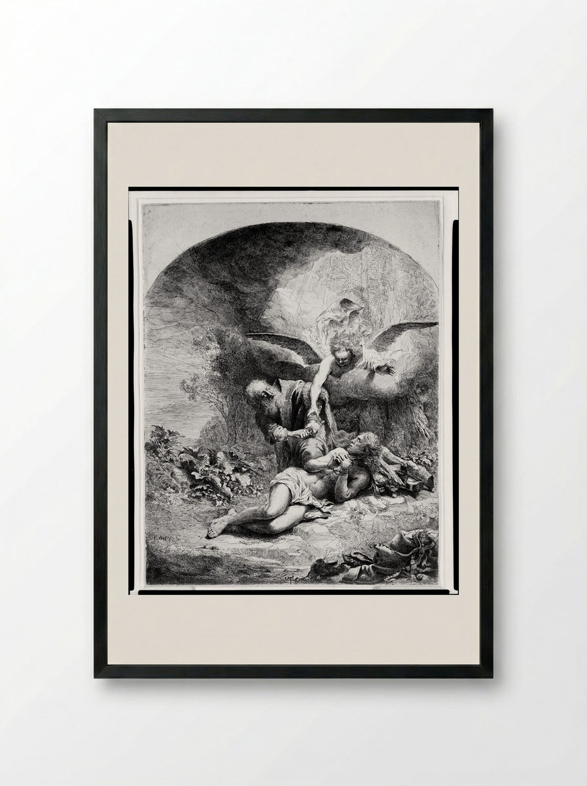 The Sacrifice of Isaac - Ferdinand Bol - Framed Print Black