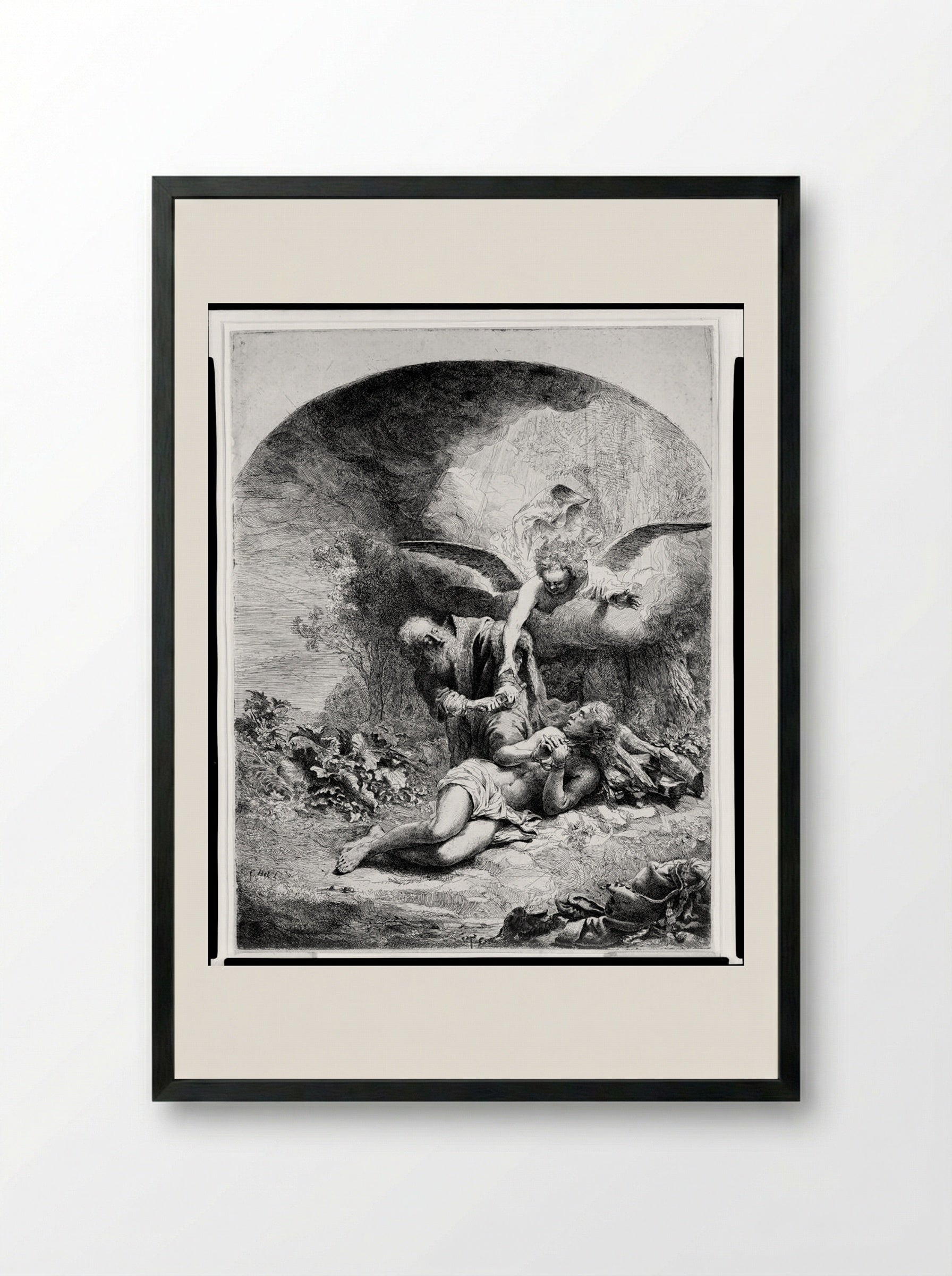 The Sacrifice of Isaac - Ferdinand Bol - Framed Print Black