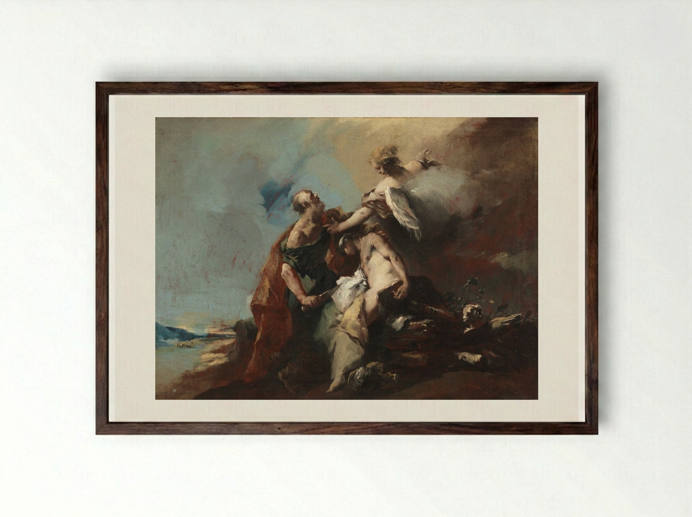The Sacrifice of Isaac - Francesco Guardi - Framed Print Dark Wood