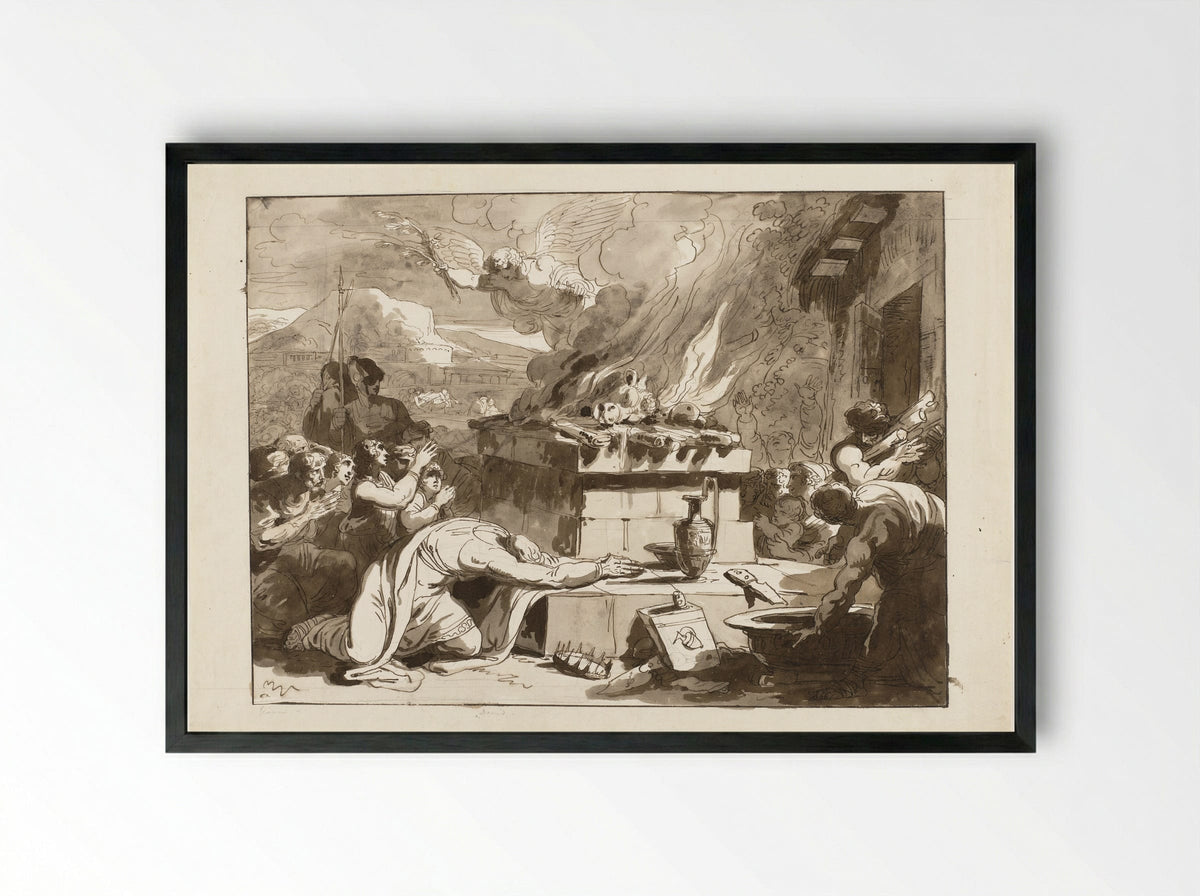 The Sacrifice of King David - Felice Giani - Framed Print Black