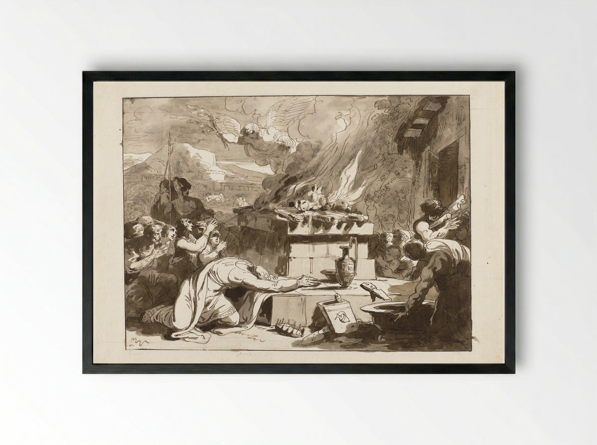 The Sacrifice of King David - Felice Giani - Framed Print Black