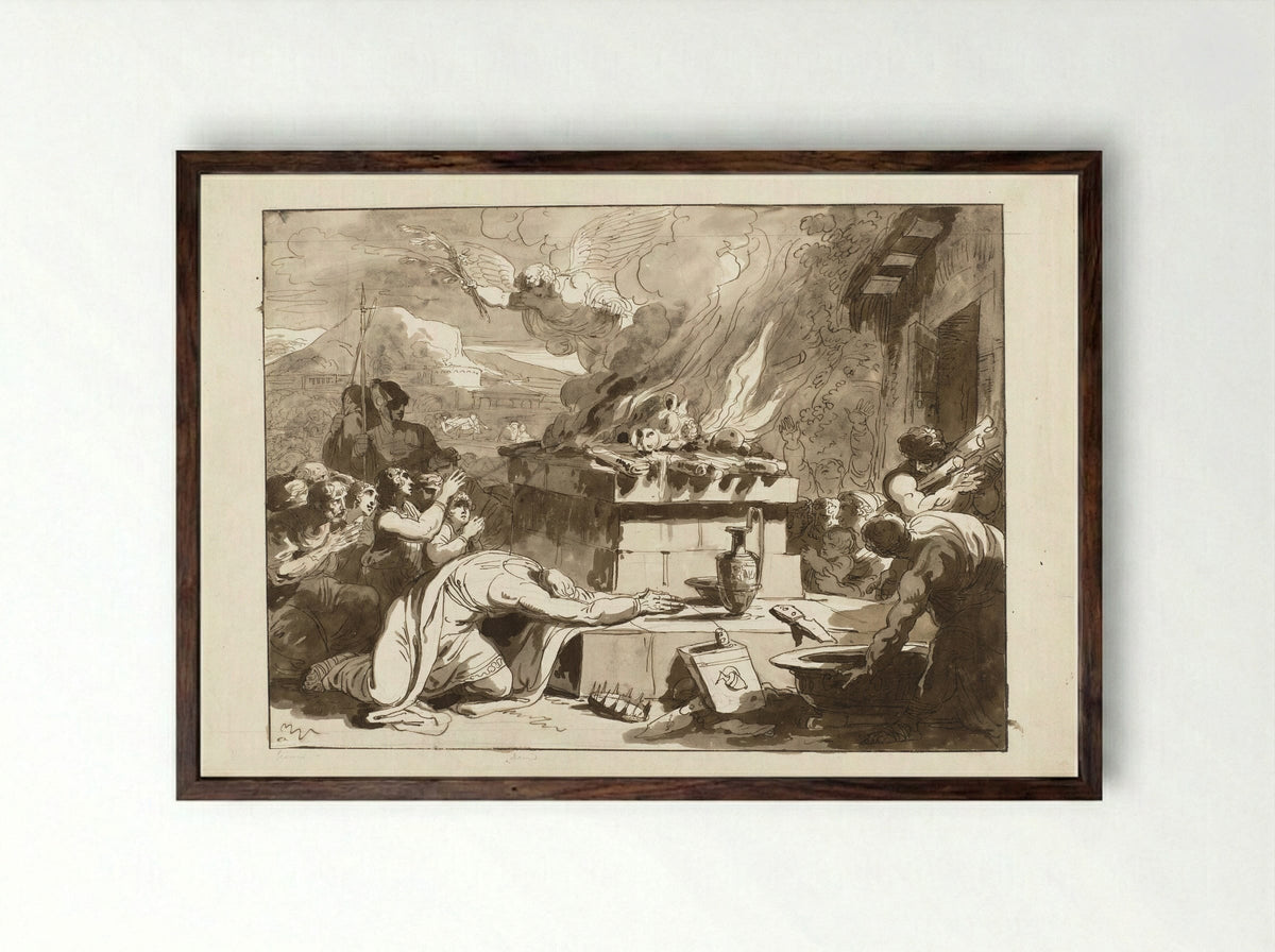 The Sacrifice of King David - Felice Giani - Framed Print Dark Wood