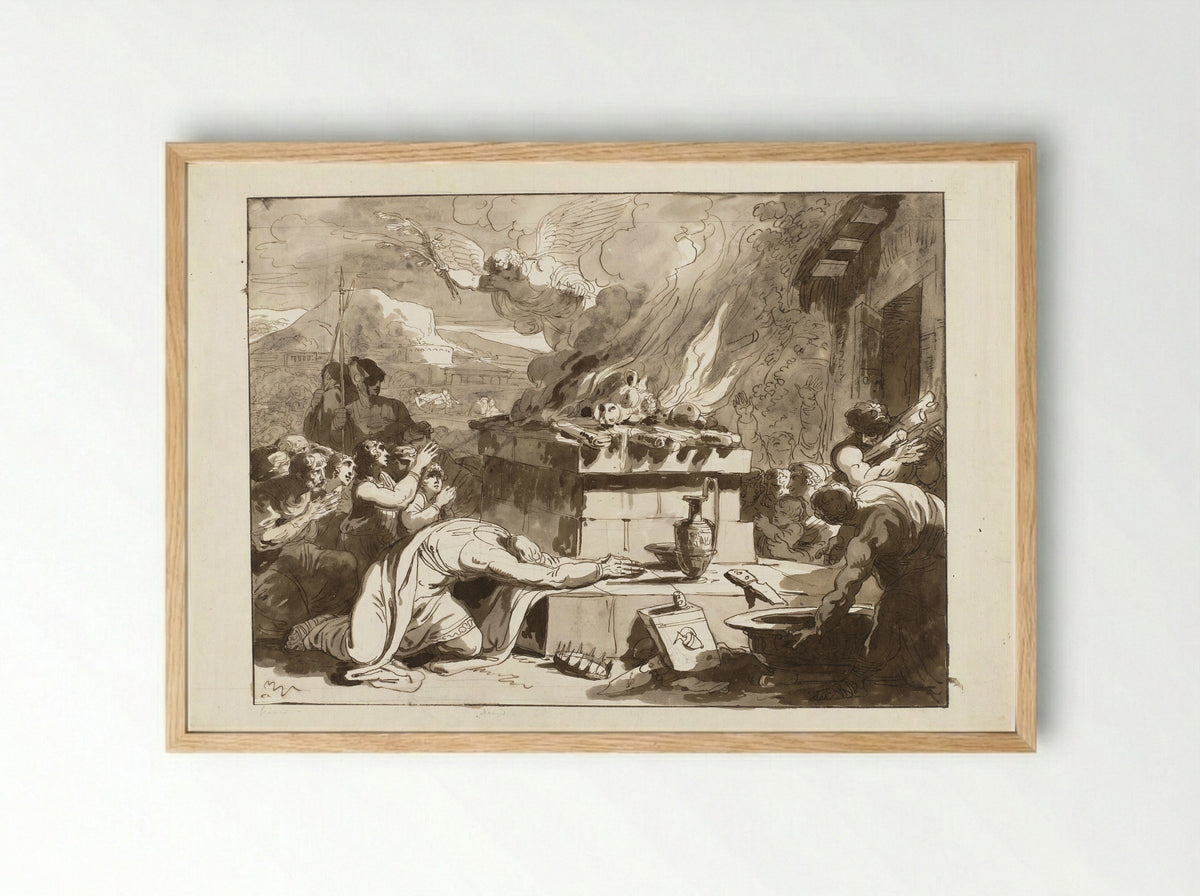 The Sacrifice of King David - Felice Giani - Framed Print Wood