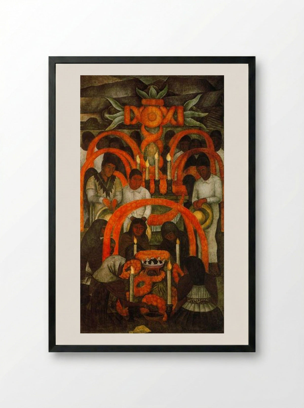The Sacrificial Offering (Day of the Dead) - Diego Rivera - Framed Print Black