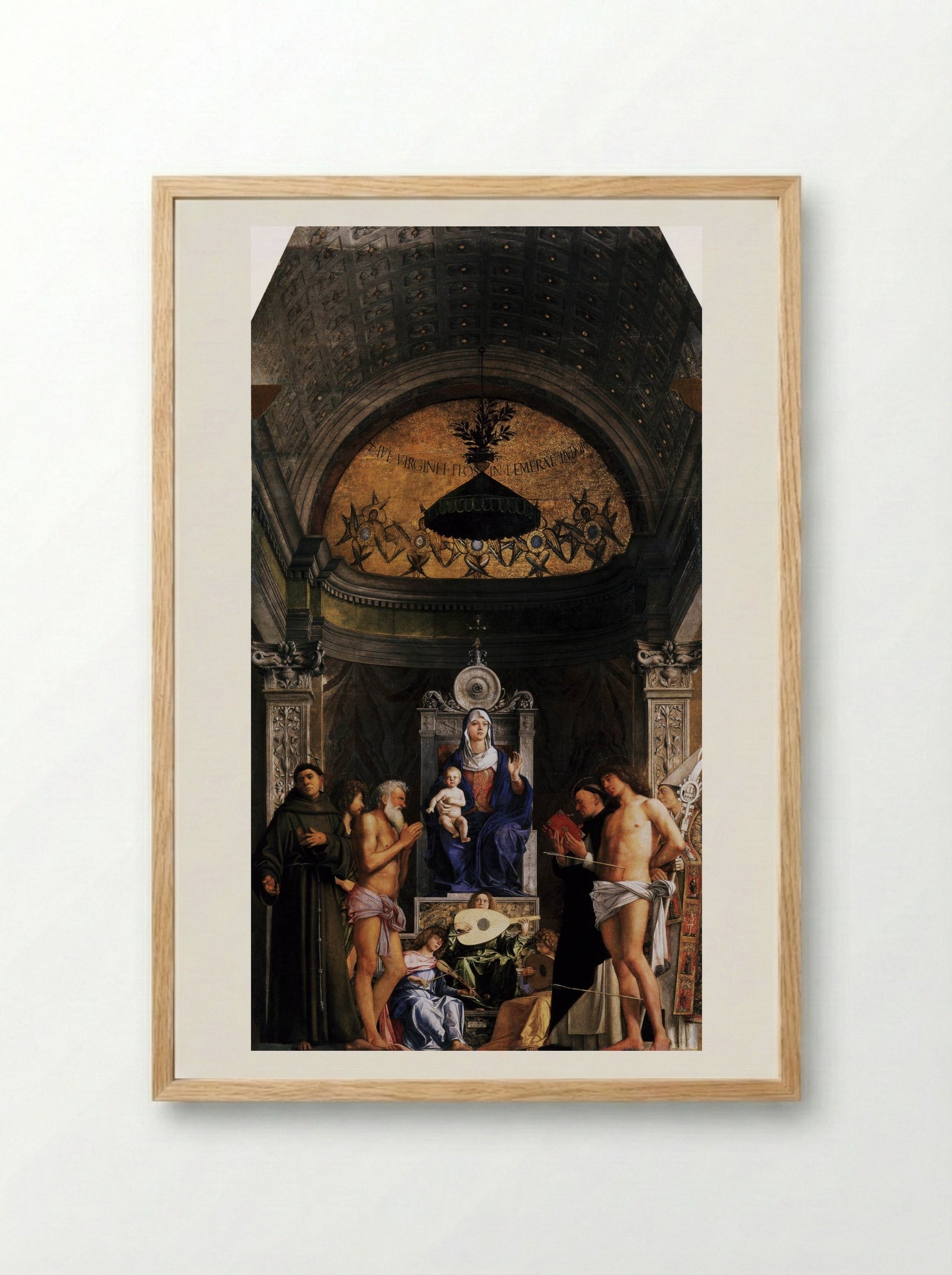 The San Giobbe Altarpiece Detail of Music Making Angels - Giovanni Bellini - Framed Print Wood