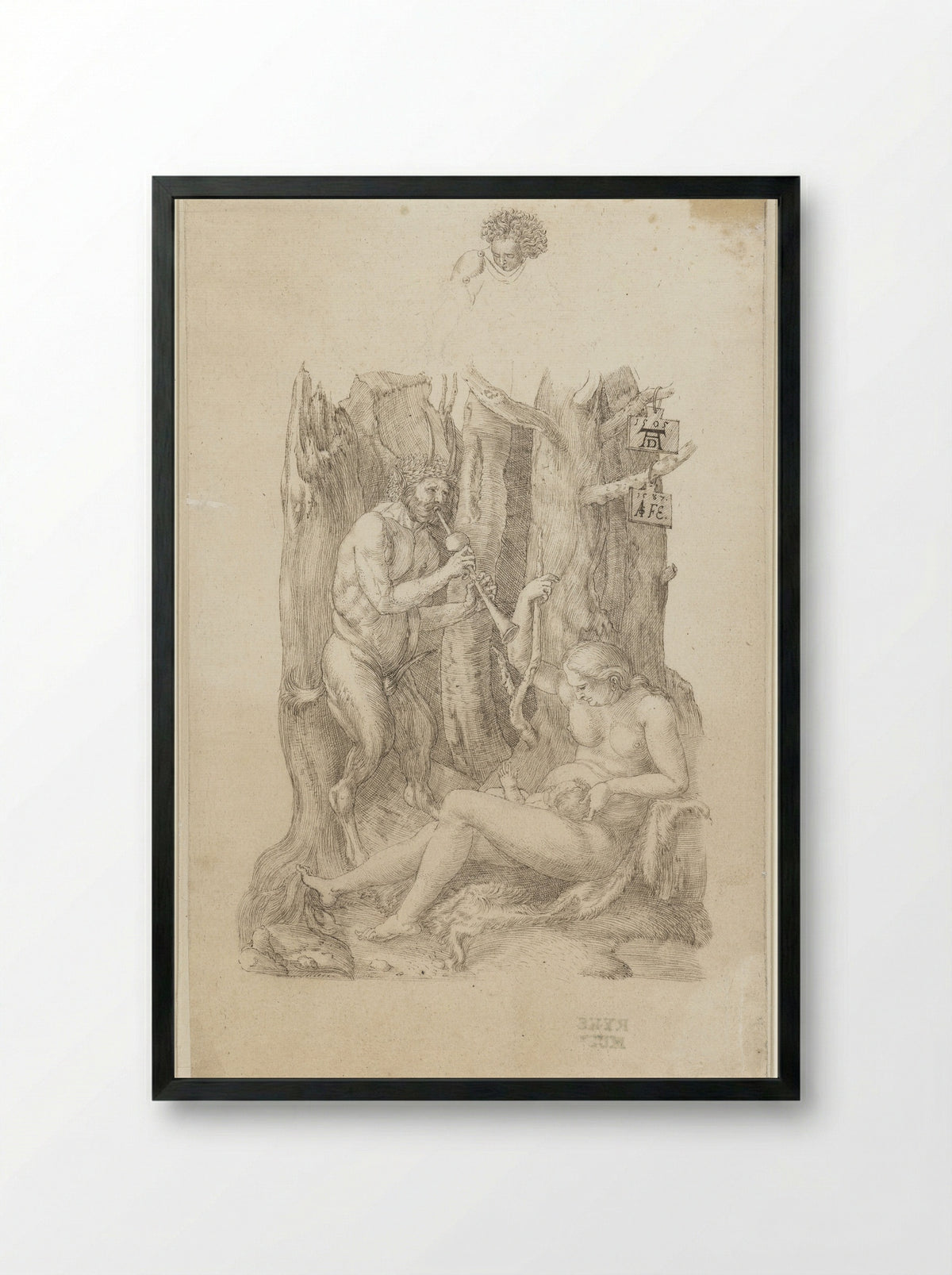 The Satyr Family - Monogrammist AS - Framed Print Black