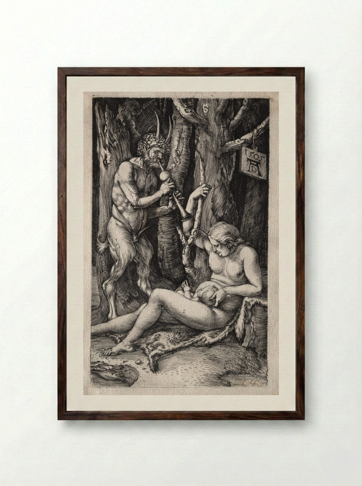 The Satyr Family - Albrecht Dürer - Framed Print Dark Wood