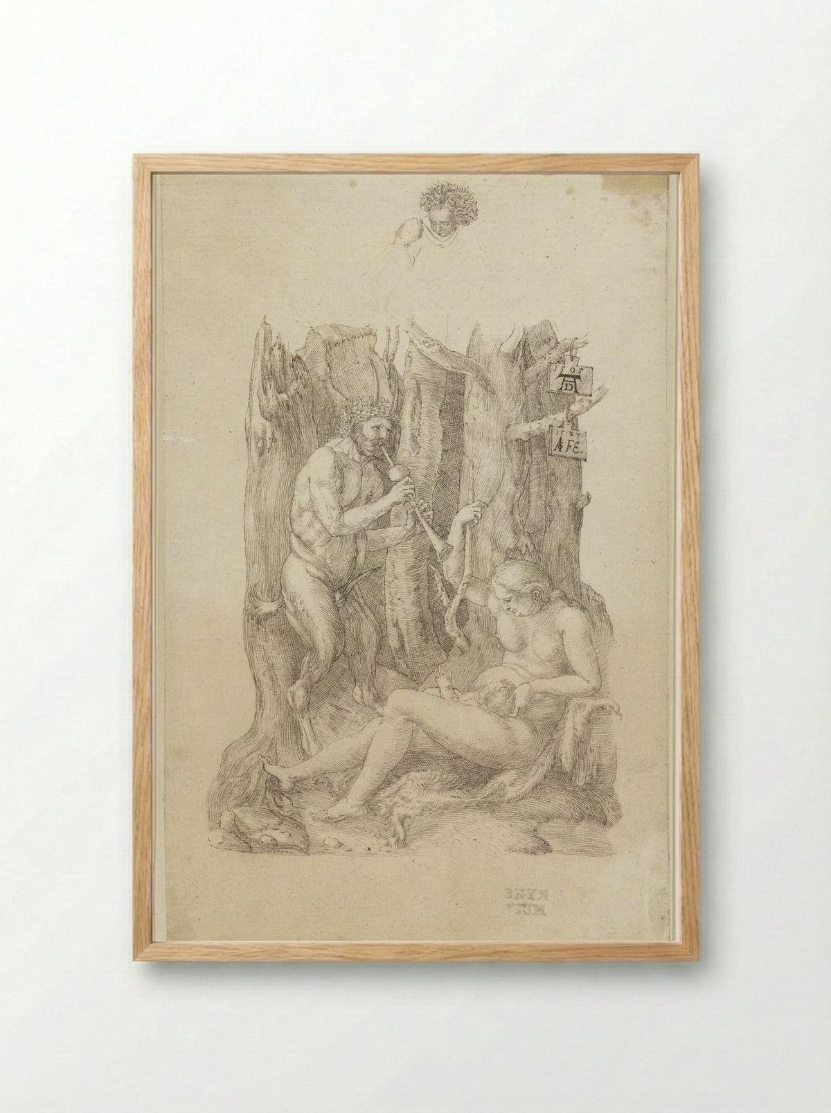 The Satyr Family - Monogrammist AS - Framed Print Wood