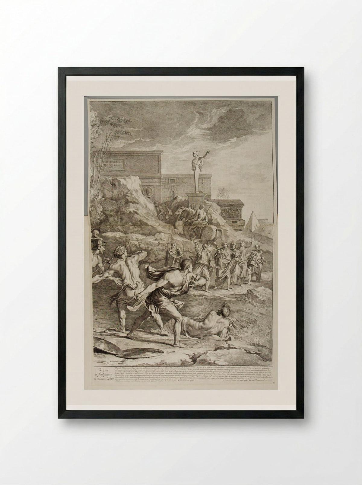 The Saving of the Infant Pyrrhus (right half) - Gérard Audran - Framed Print Black