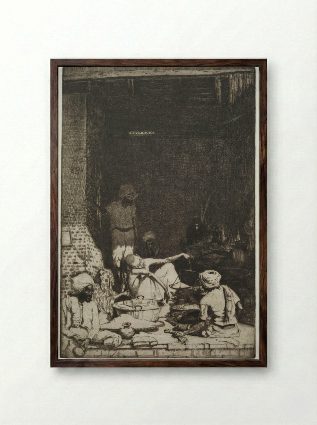 The Scales - Ernest Stephen Lumsden - Framed Print Dark Wood