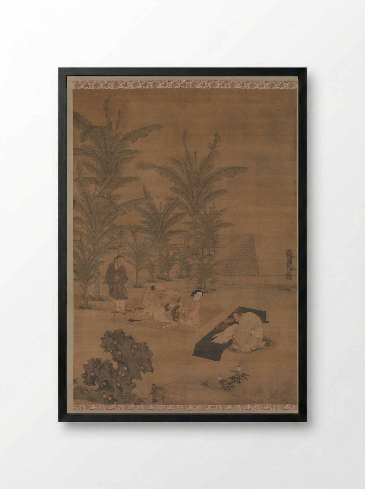 The Scholar Fu Sheng Transmitting the Book of Documents - Du Jin - Framed Print Black