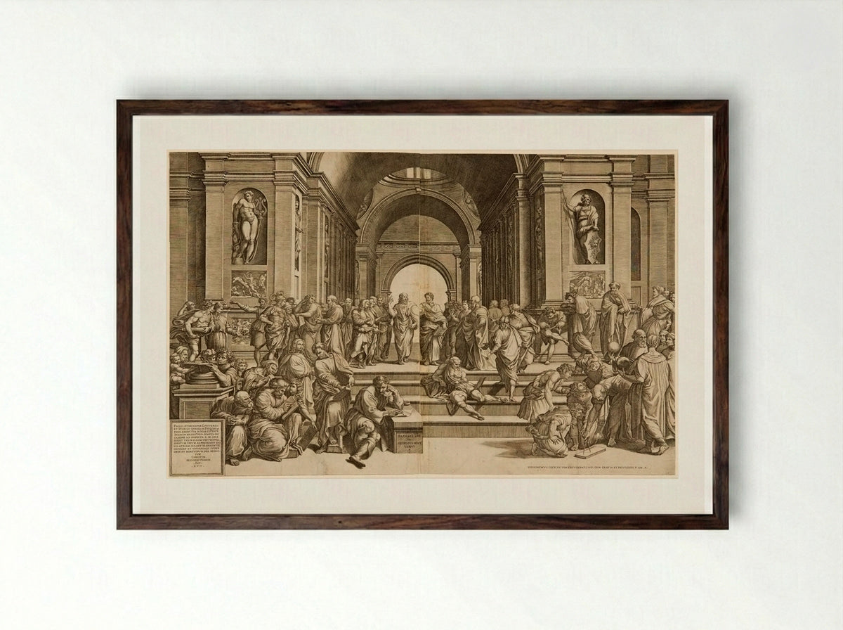 The School of Athens - Giorgio Ghisi - Framed Print Dark Wood