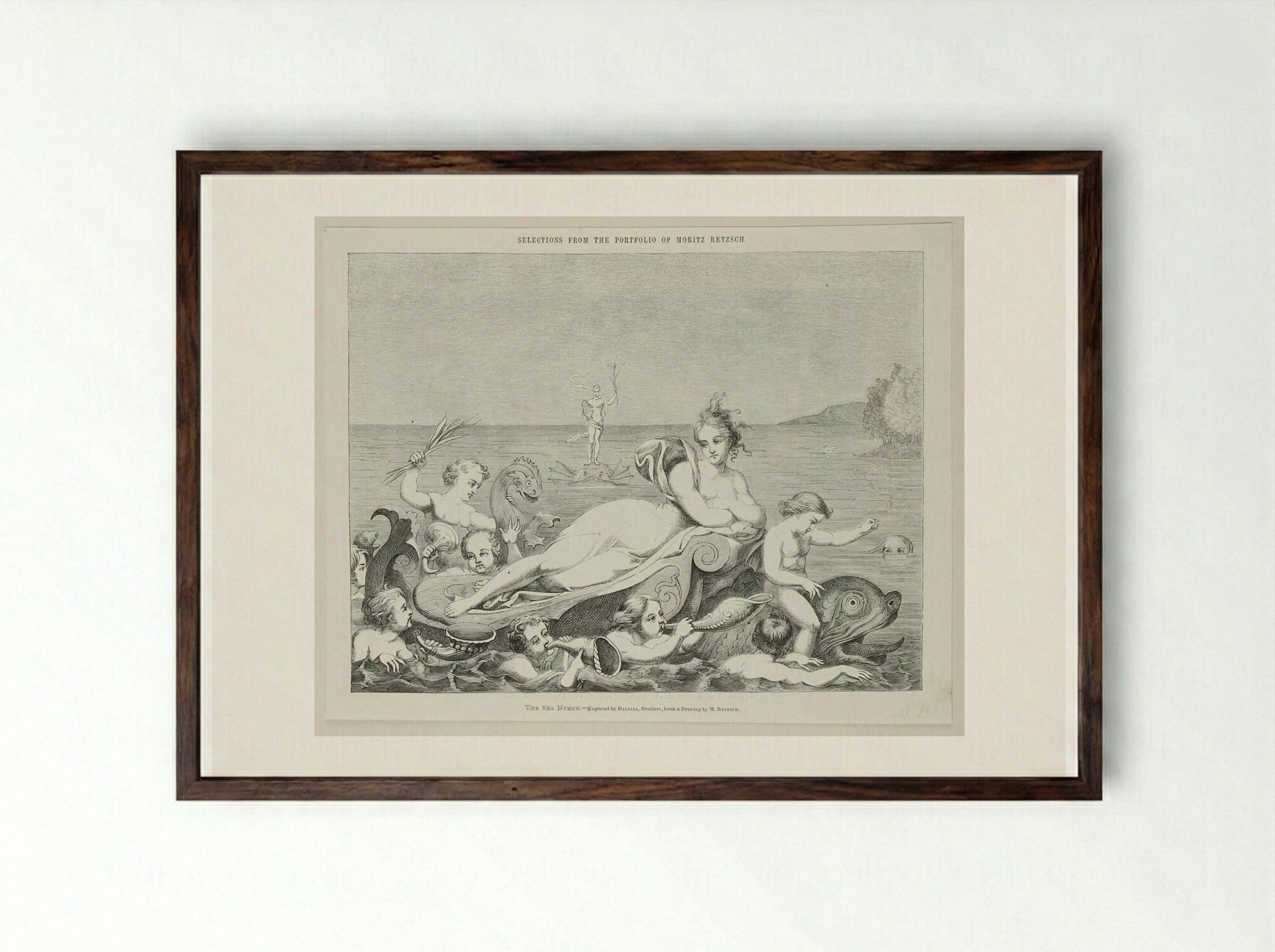 The Sea Nymph - Edward Dalziel - Framed Print Dark Wood