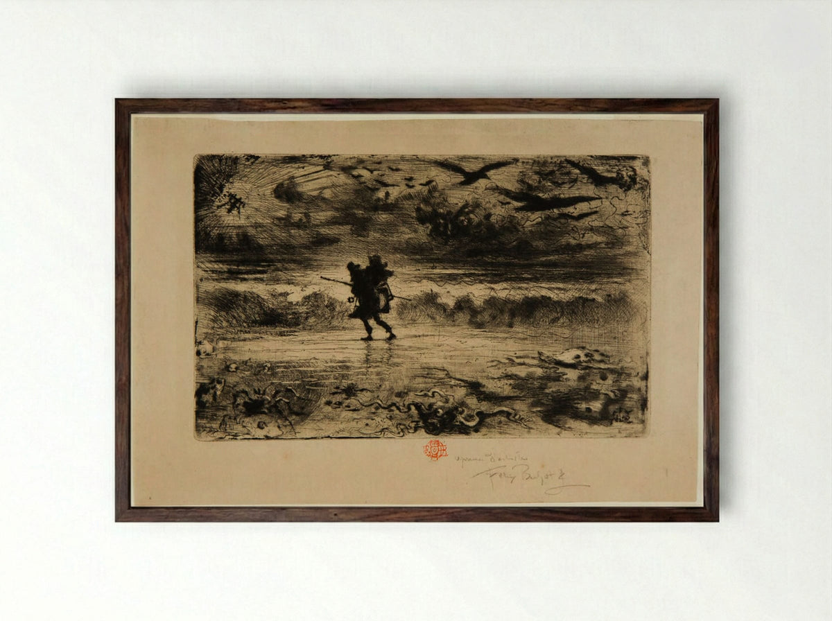 The Sea Painter - Félix Hilaire Buhot - Framed Print Dark Wood