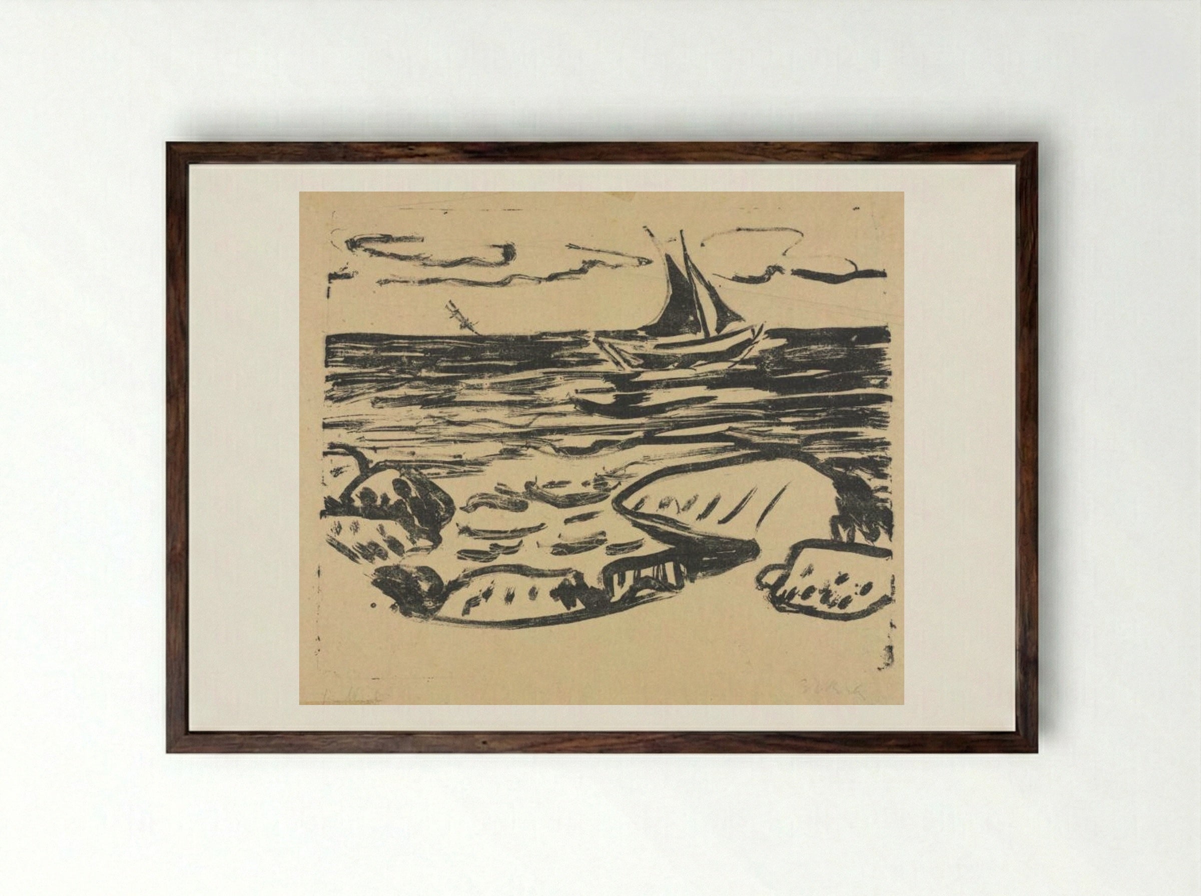 The Sea near Staberhuk - Ernst Ludwig Kirchner - Framed Print Dark Wood