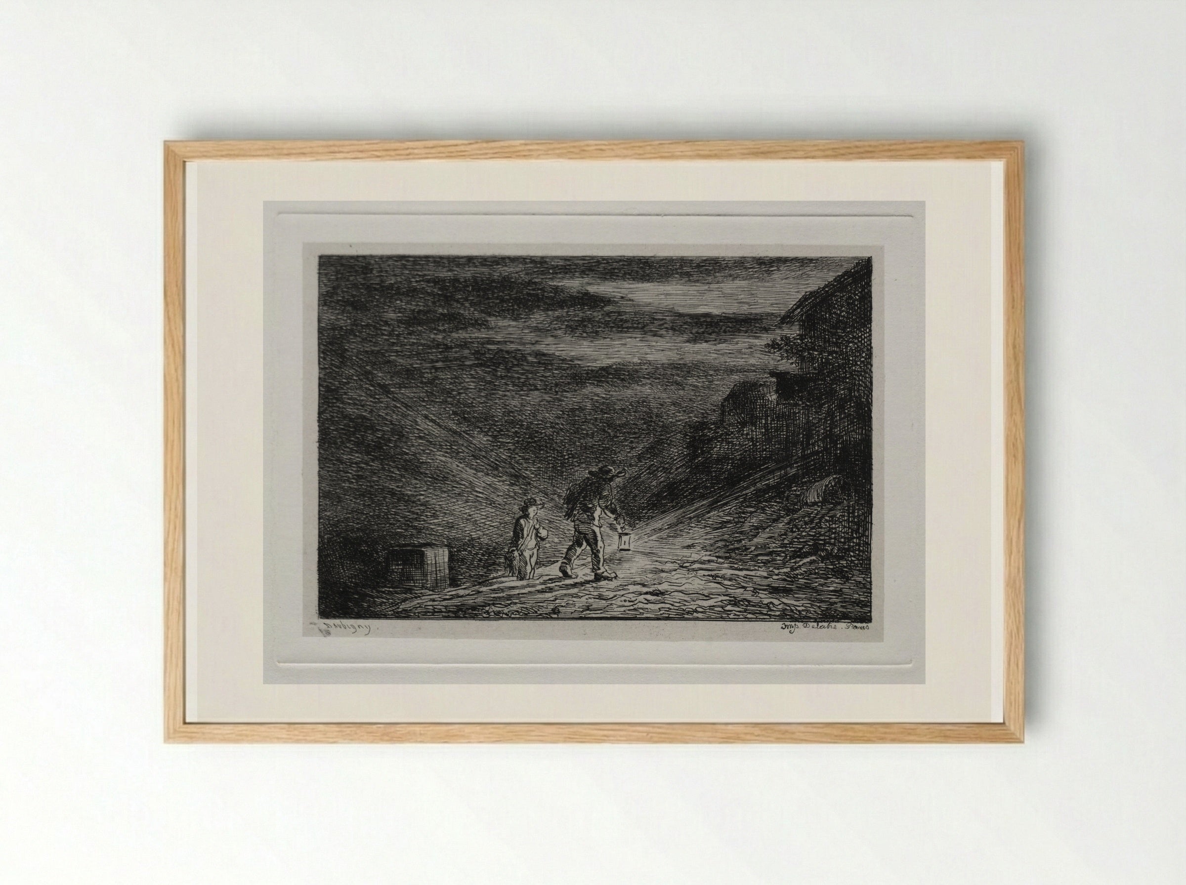 The Search for an Inn - Charles-François Daubigny - Framed Print Wood