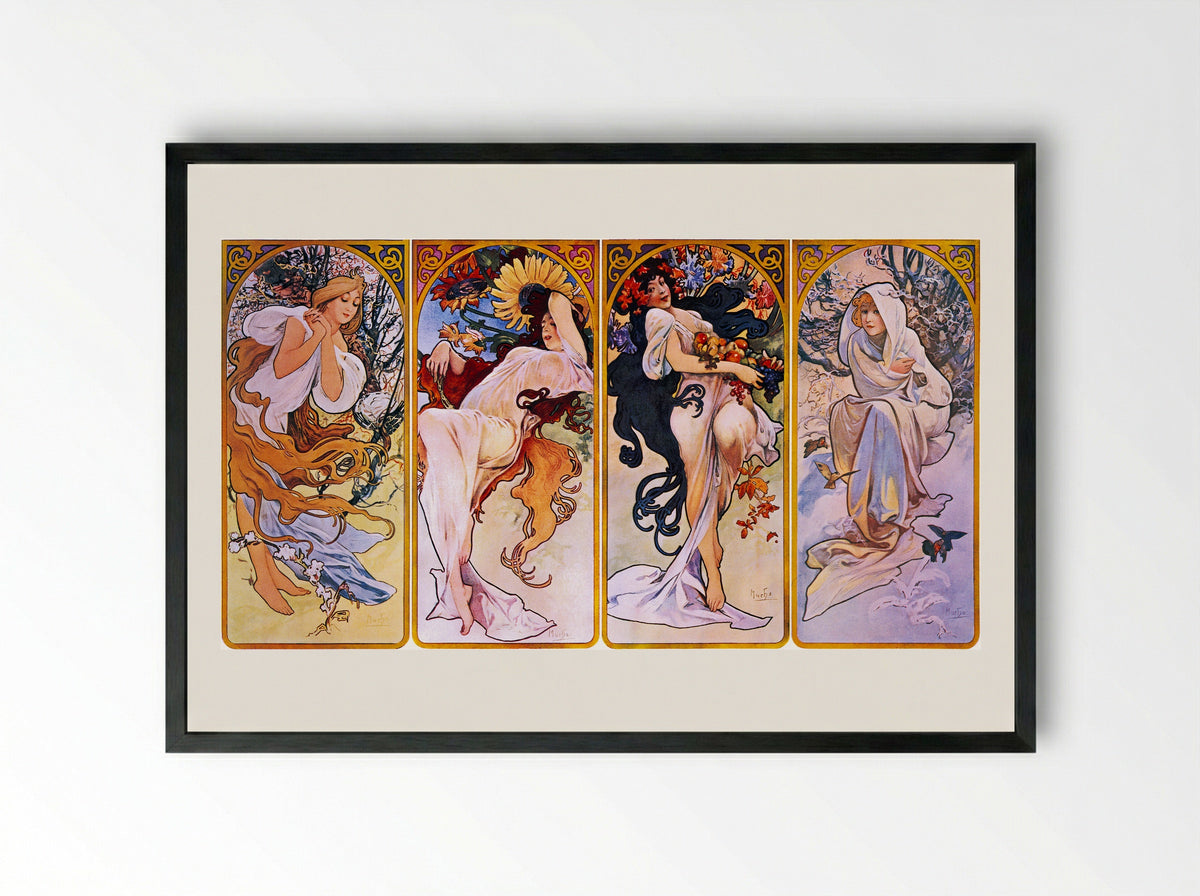 The Seasons - Alphonse Mucha - Framed Print Black