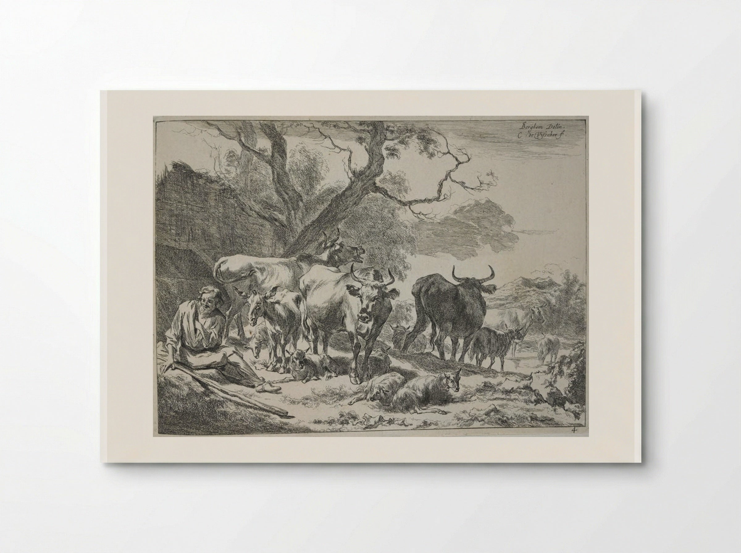 The Seated Old Herdsman - Cornelis Visscher - Poster