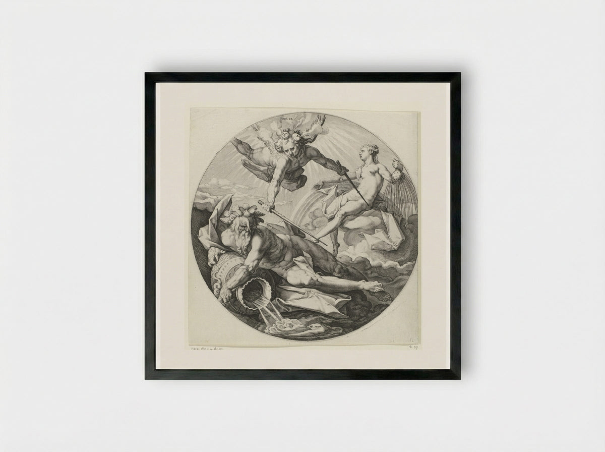 The Second Day of Creation: The Separation of the Waters - Jan Harmensz. Muller - Framed Print Black