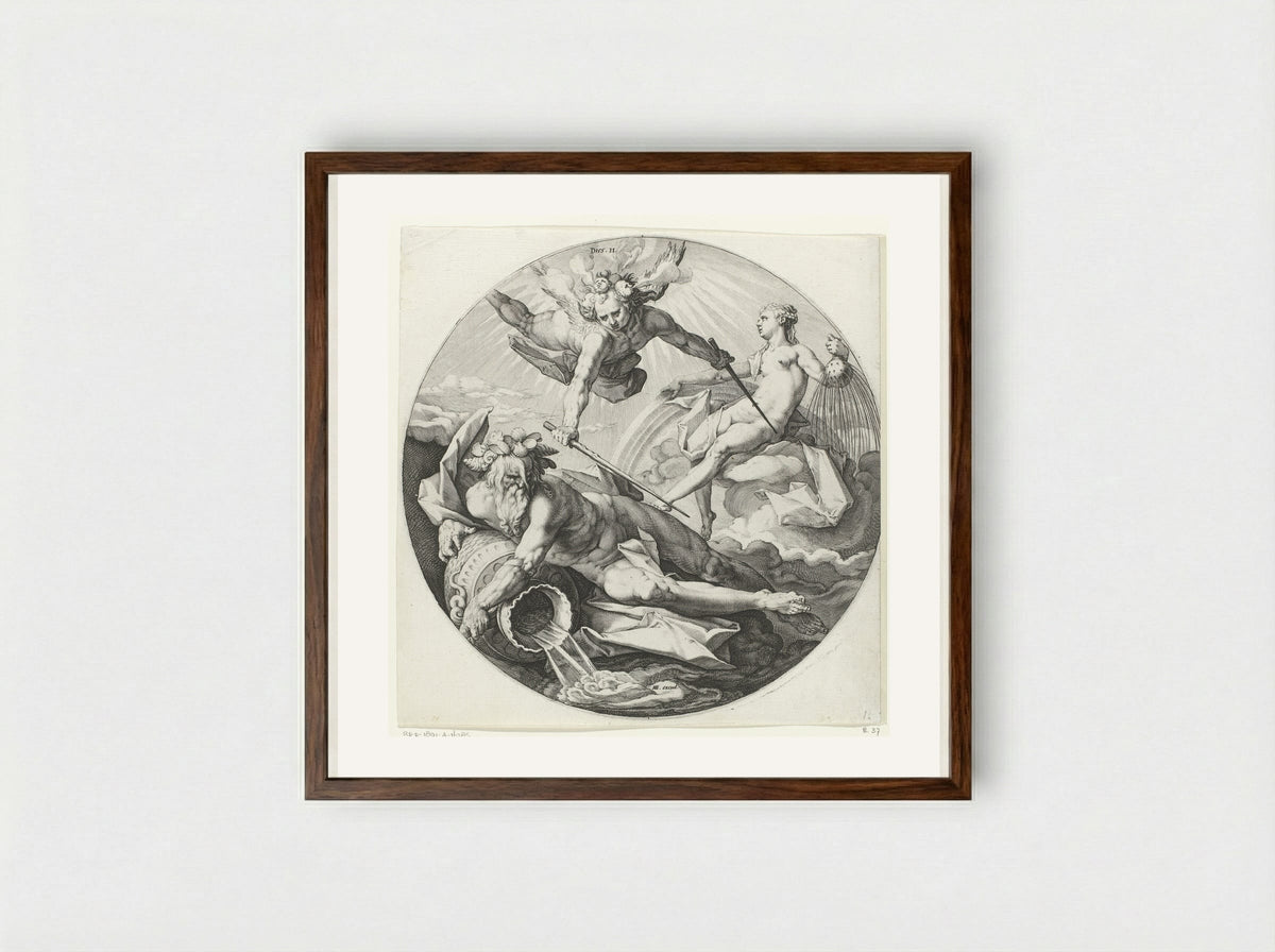 The Second Day of Creation: The Separation of the Waters - Jan Harmensz. Muller - Framed Print Dark Wood