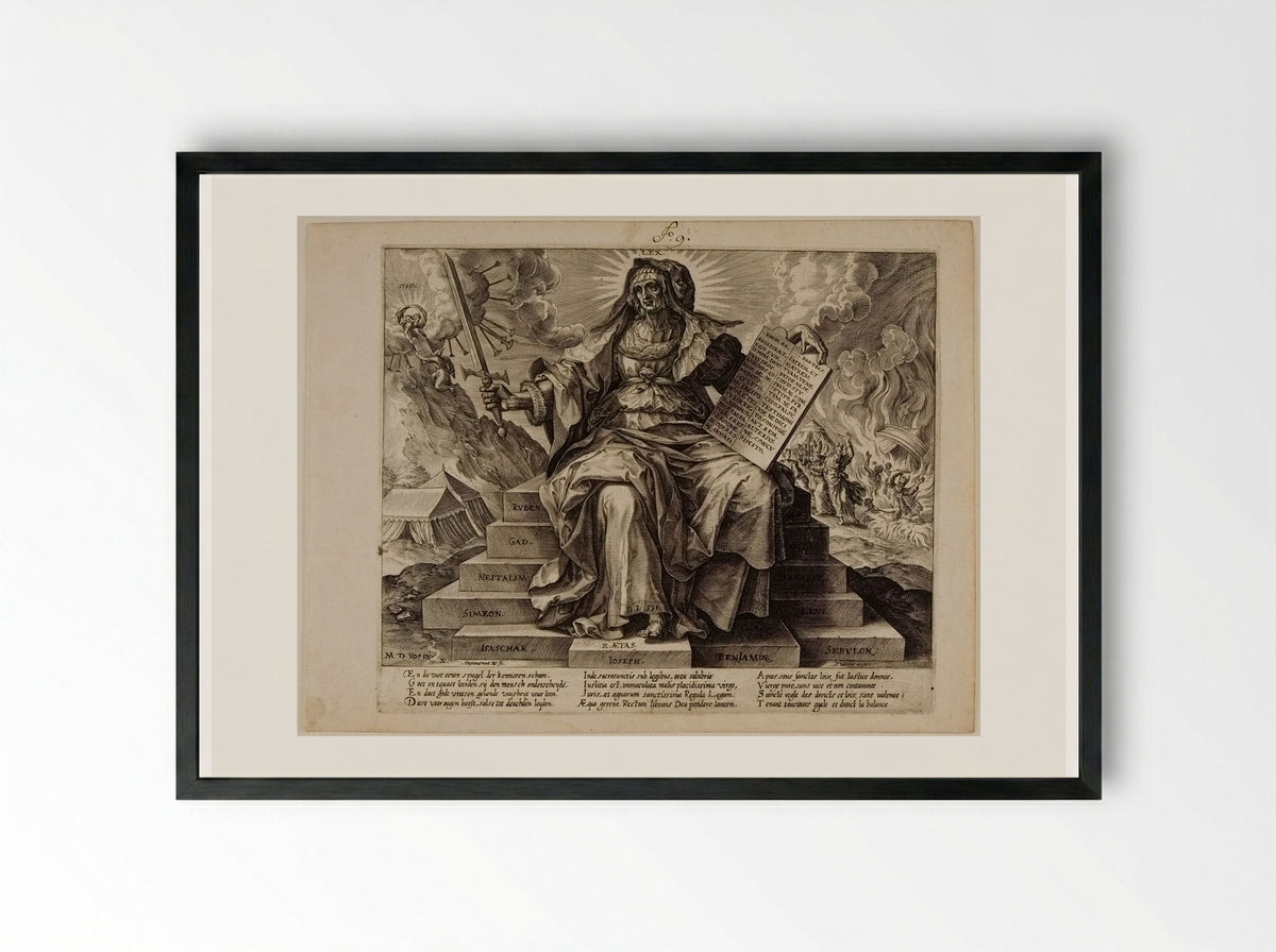 The Second Era: The Law of the Old Testament - Hieronymus Wierix - Framed Print Black
